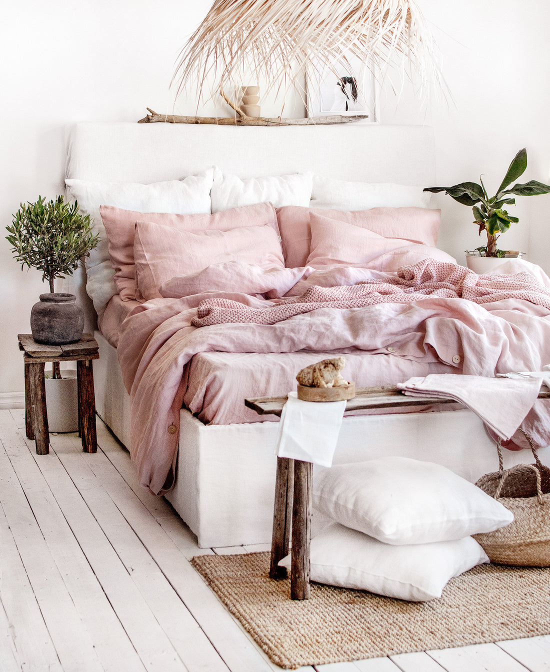 Linen Flat Sheet in Dusty Rose