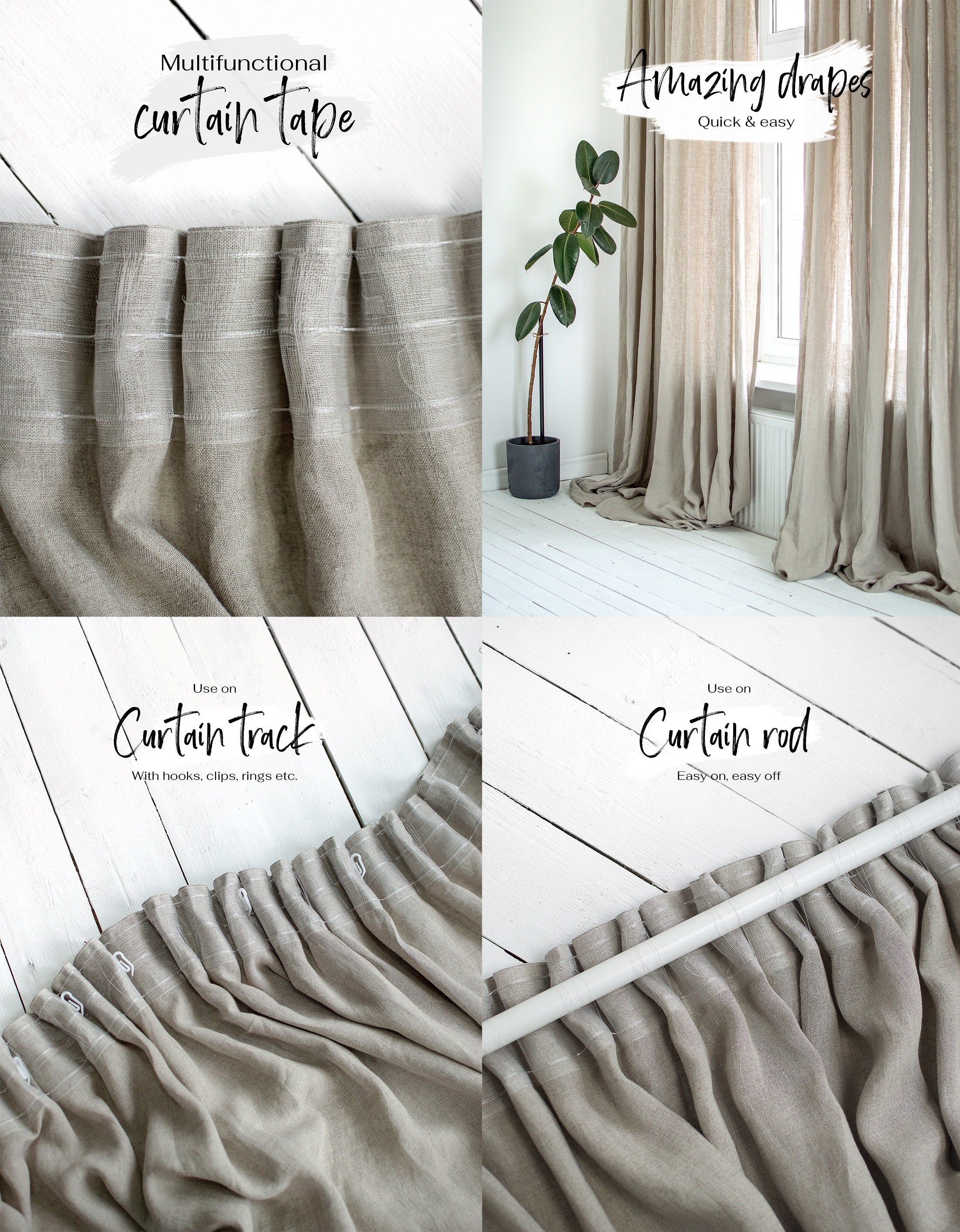 Linen Curtains in Olive Green