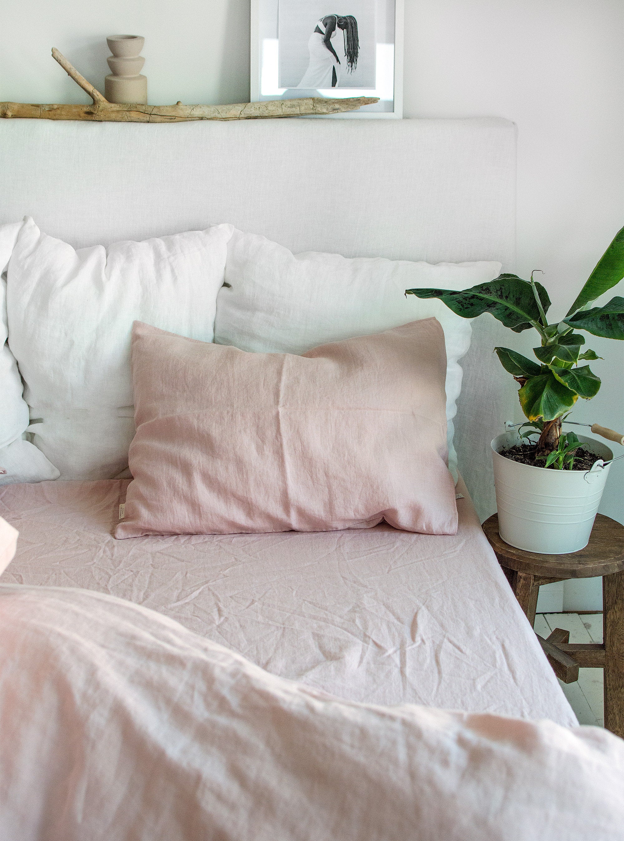 Linen Flat Sheet in Dusty Rose