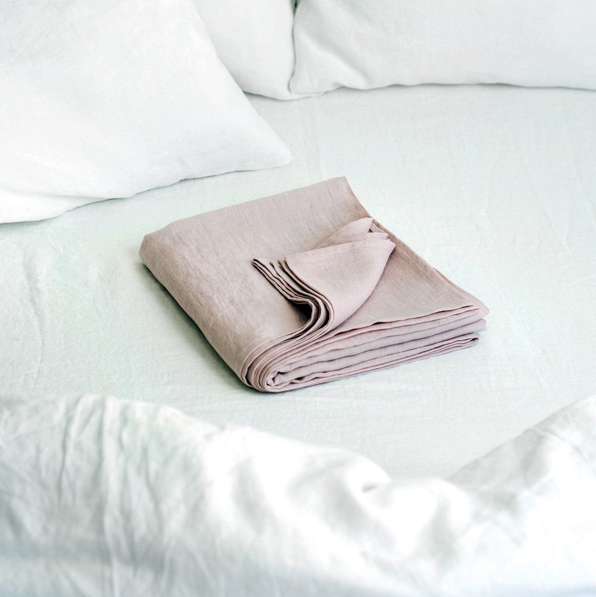 Linen Flat Sheet in Dusty Rose