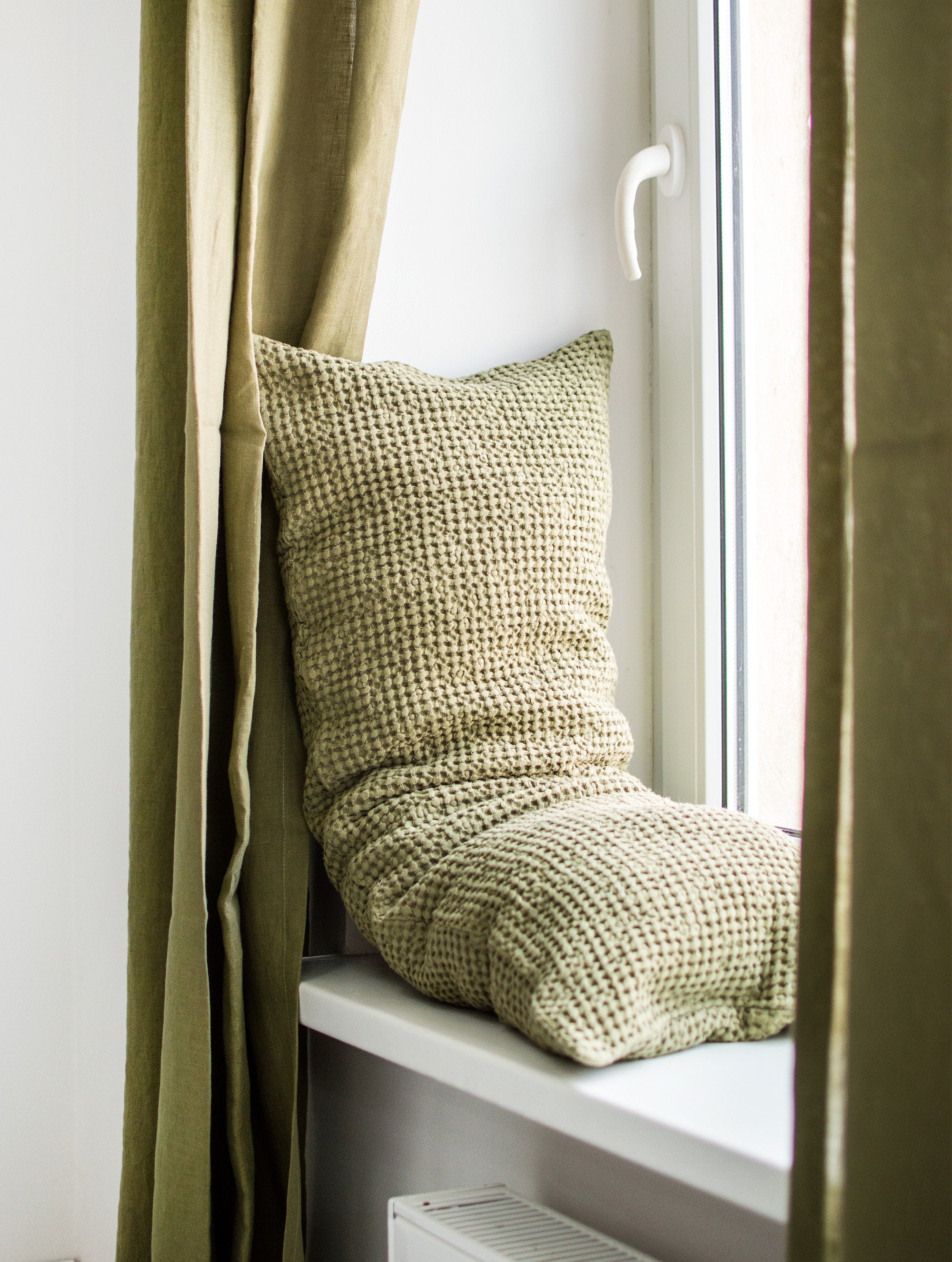 Linen Curtains in Olive Green