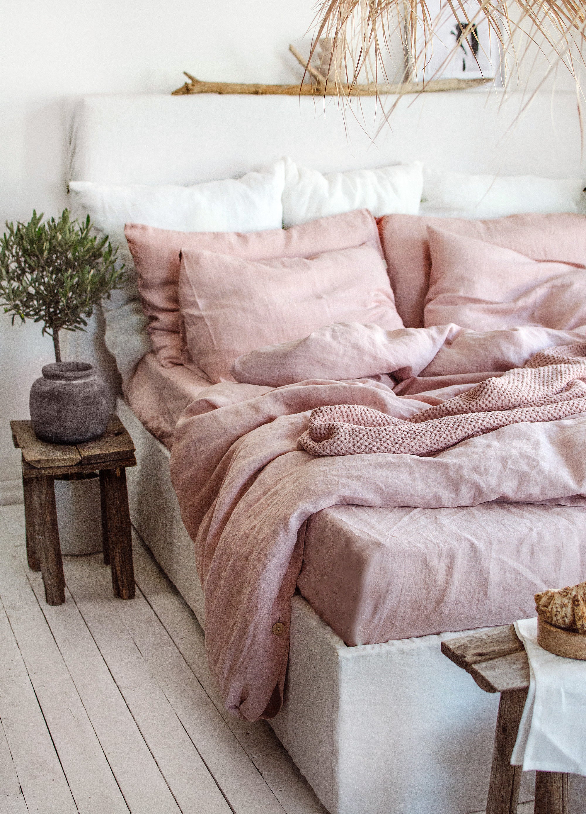 Linen Flat Sheet in Dusty Rose