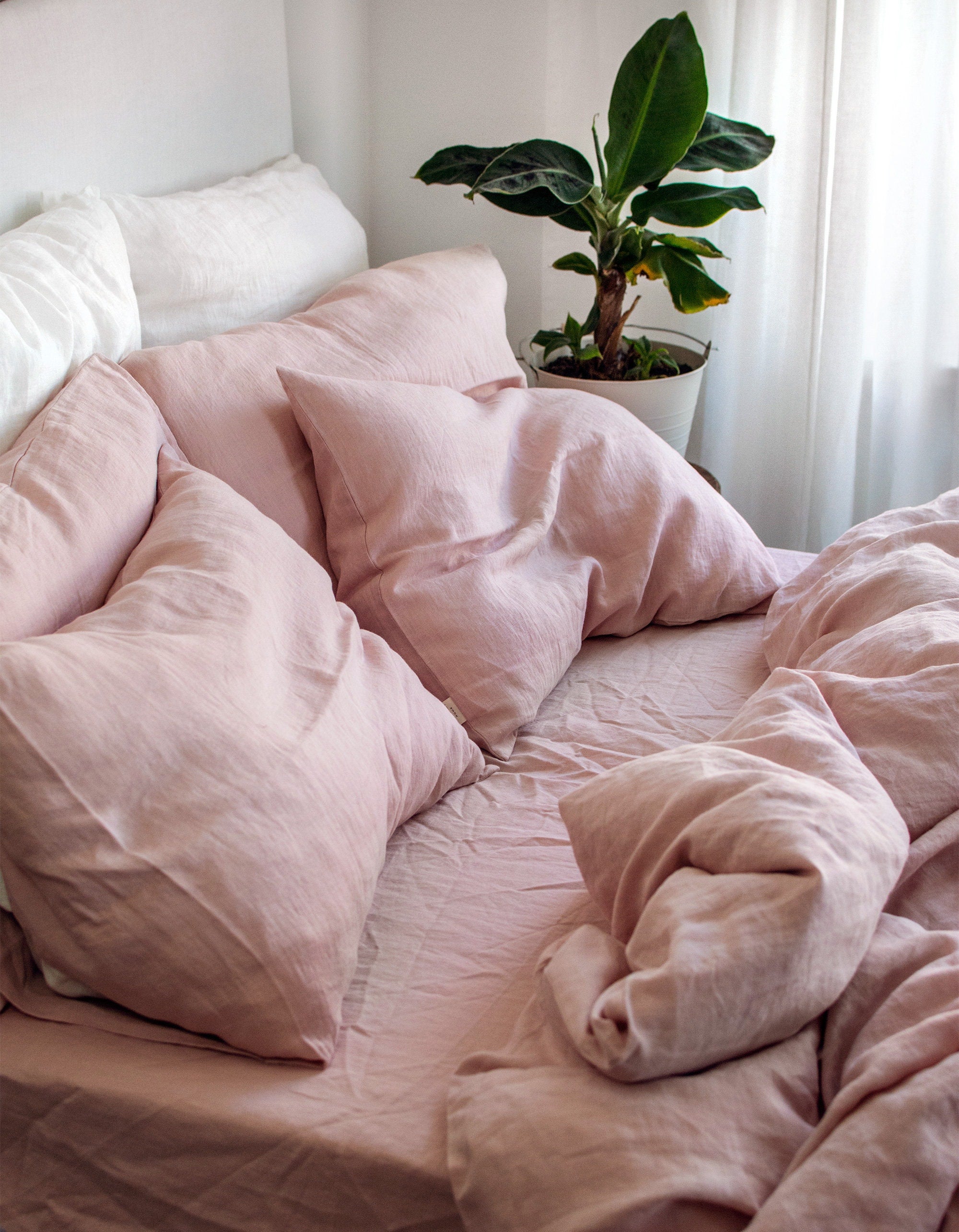 Linen Flat Sheet in Dusty Rose
