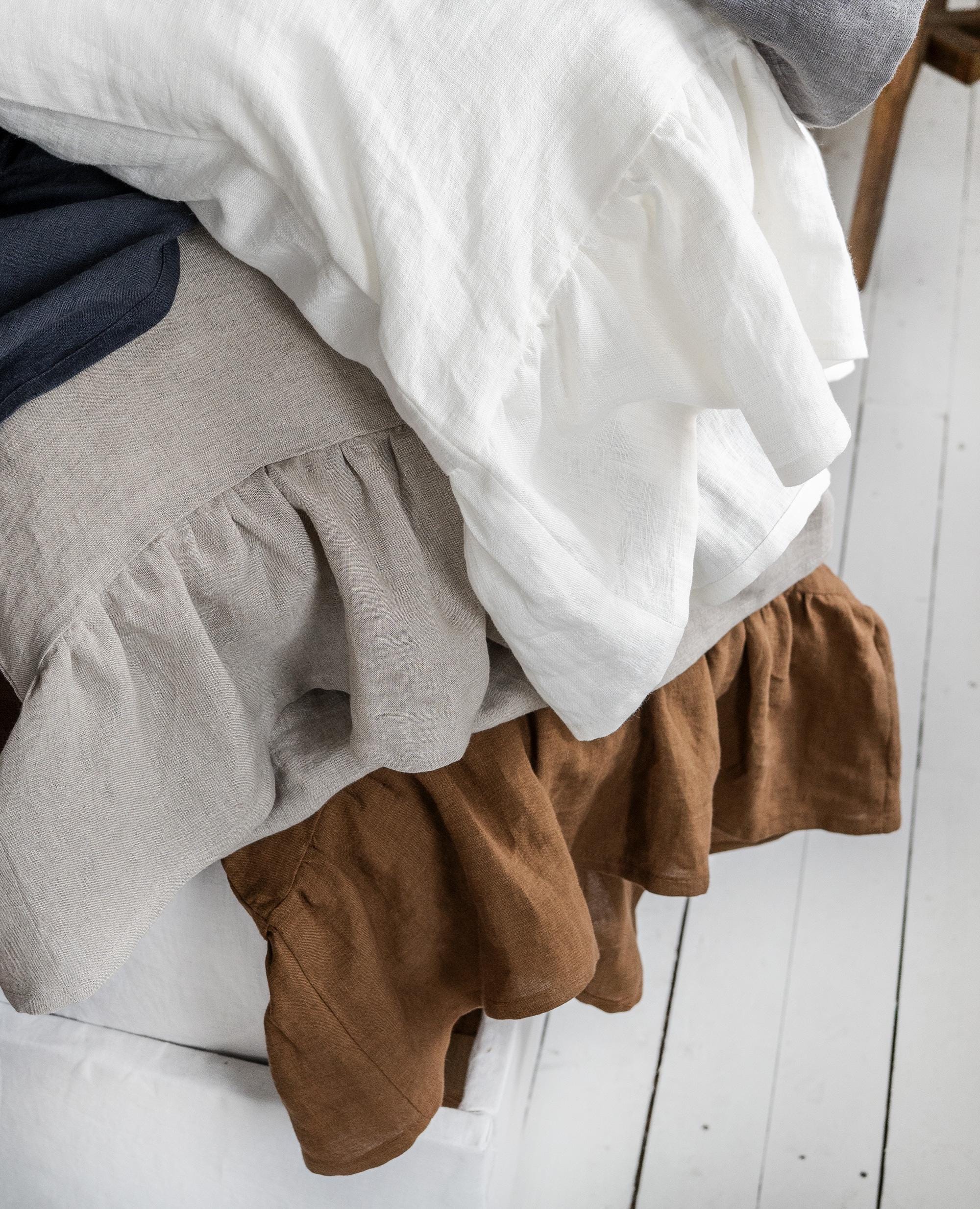 Side Ruffled Linen Pillowcase