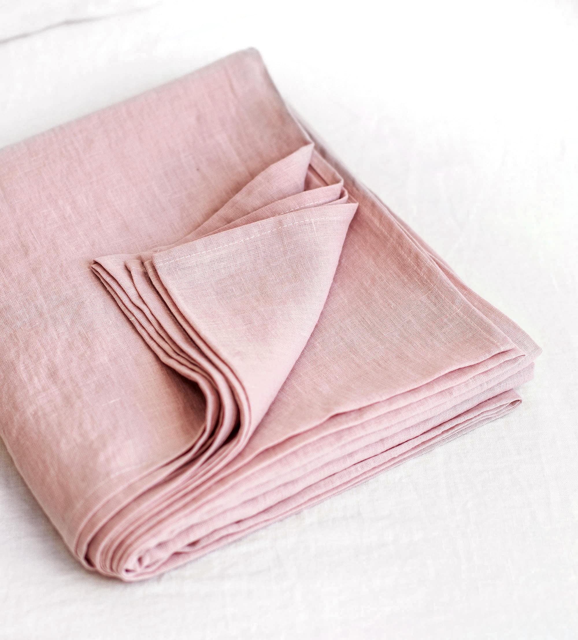 Linen Flat Sheet in Dusty Rose
