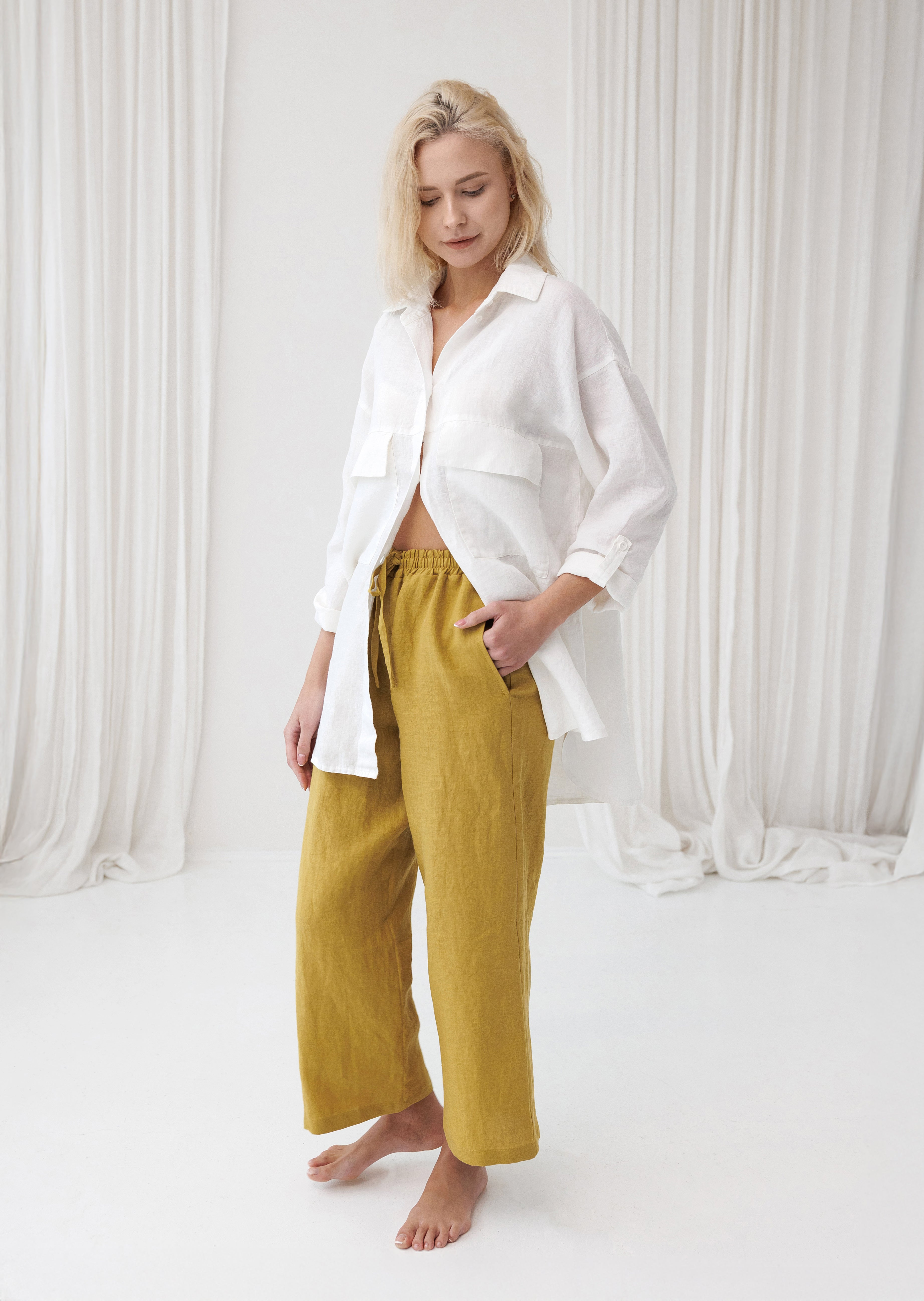 Oversized Linen Shirt AIRY in Milky White
