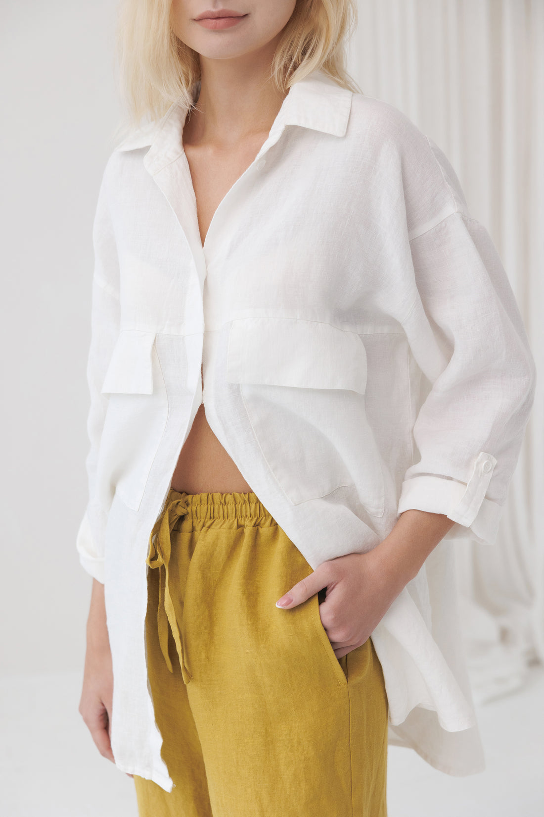 Oversized Linen Shirt AIRY in Milky White