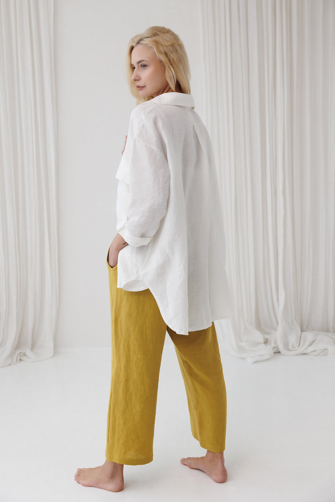 Linen pants BECCA in Yellow Ochre
