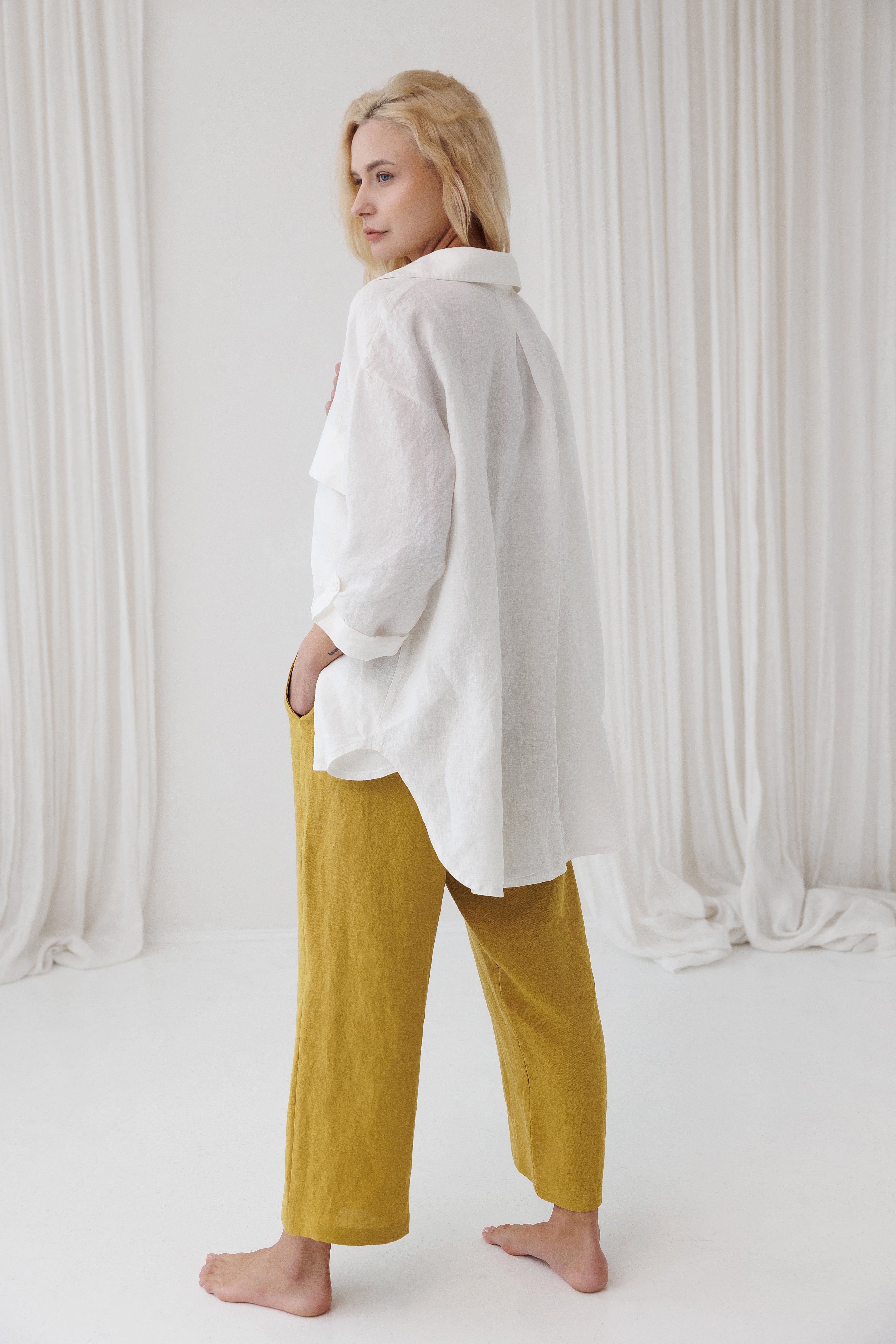Oversized Linen Shirt AIRY in Milky White