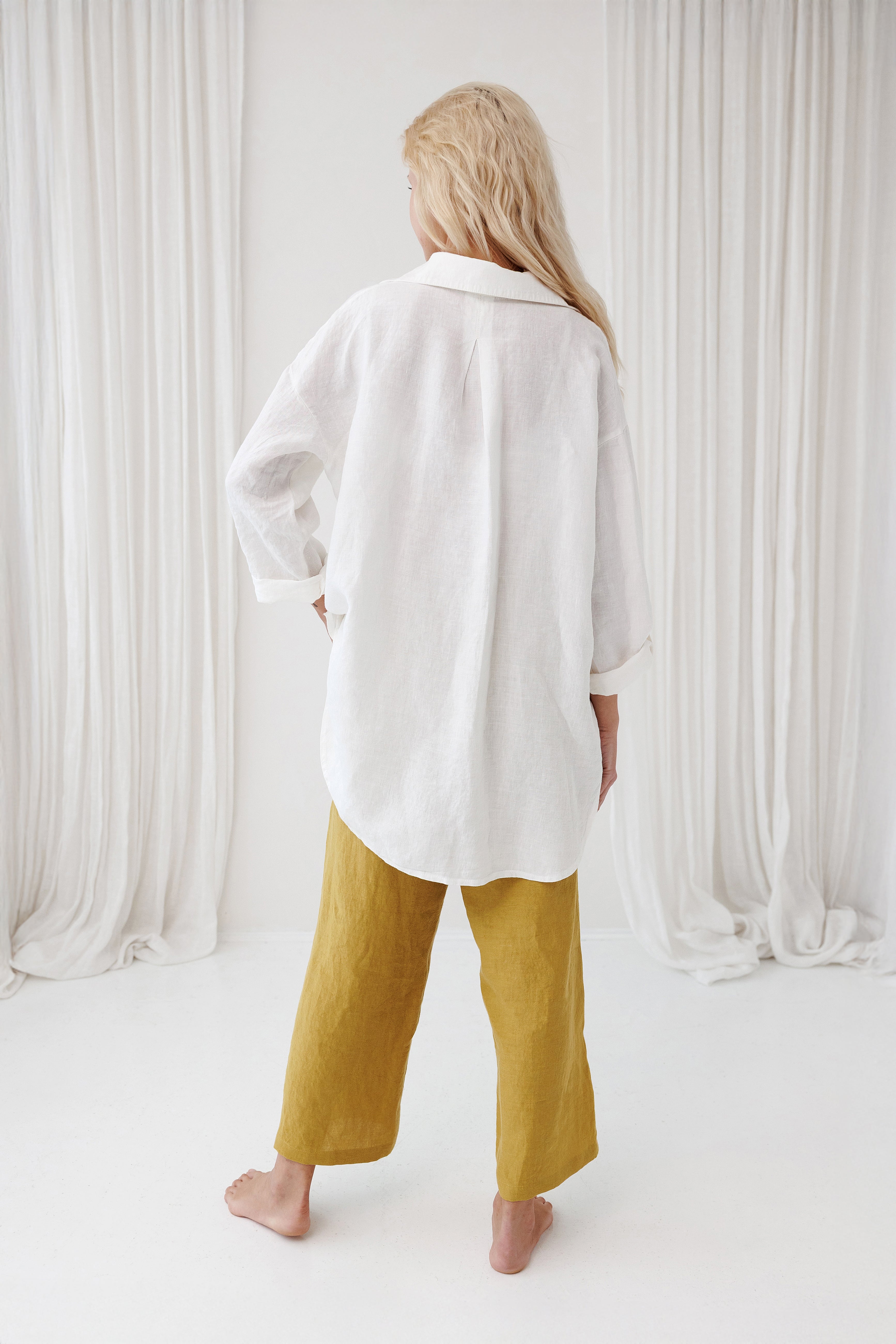 Oversized Linen Shirt AIRY in Milky White