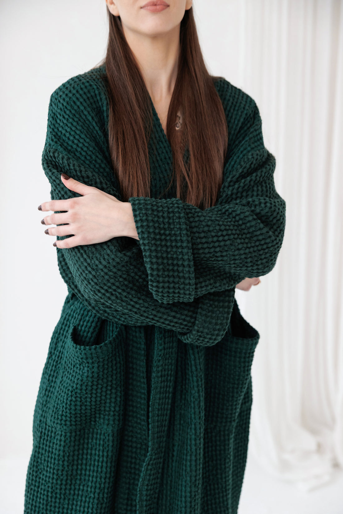 Linen Bath Robe SIZY in Jungle Green