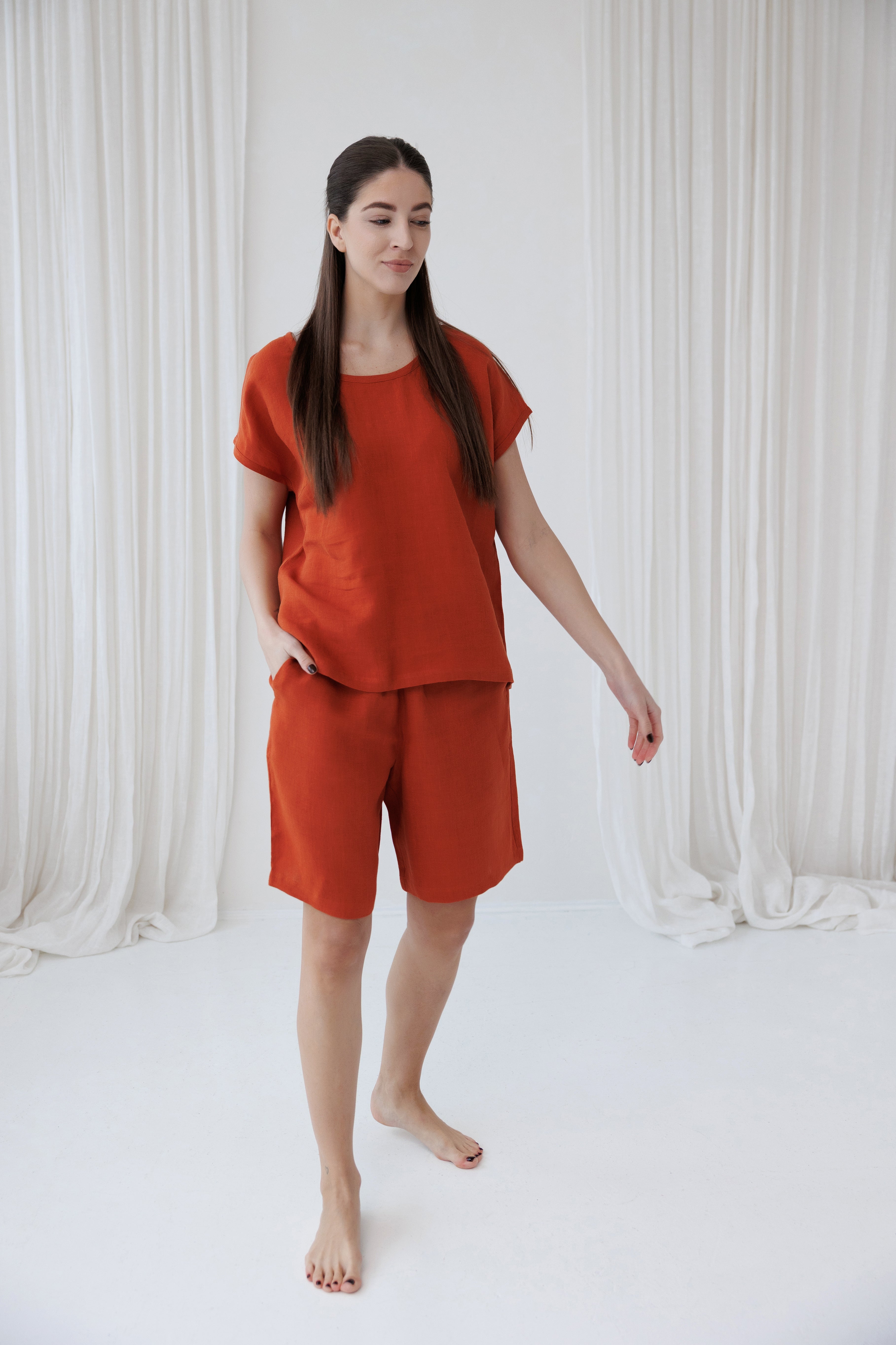 Pajama set COSY in Clay Red