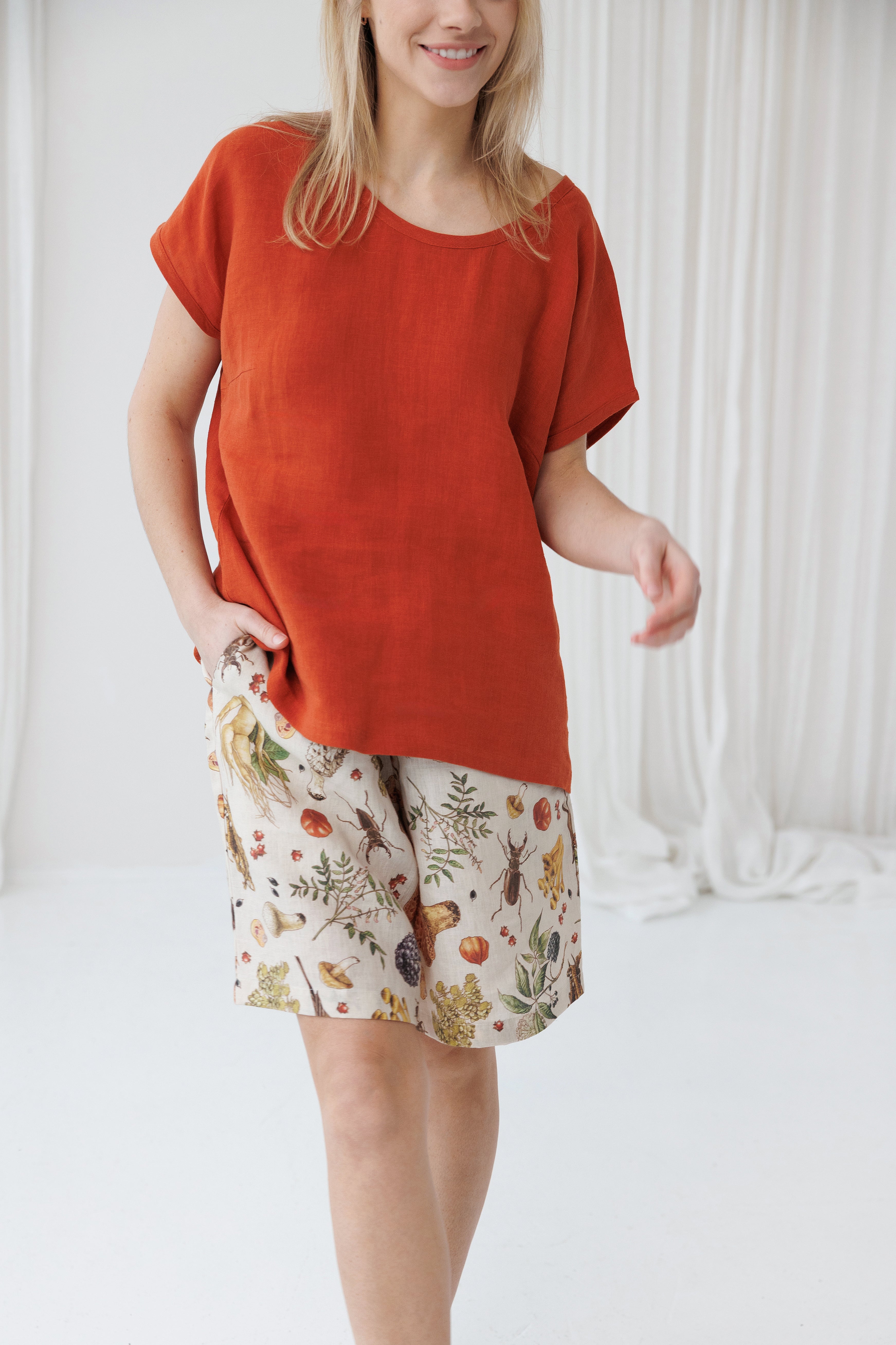 Pajama set COSY in Mushroom & Clay Red