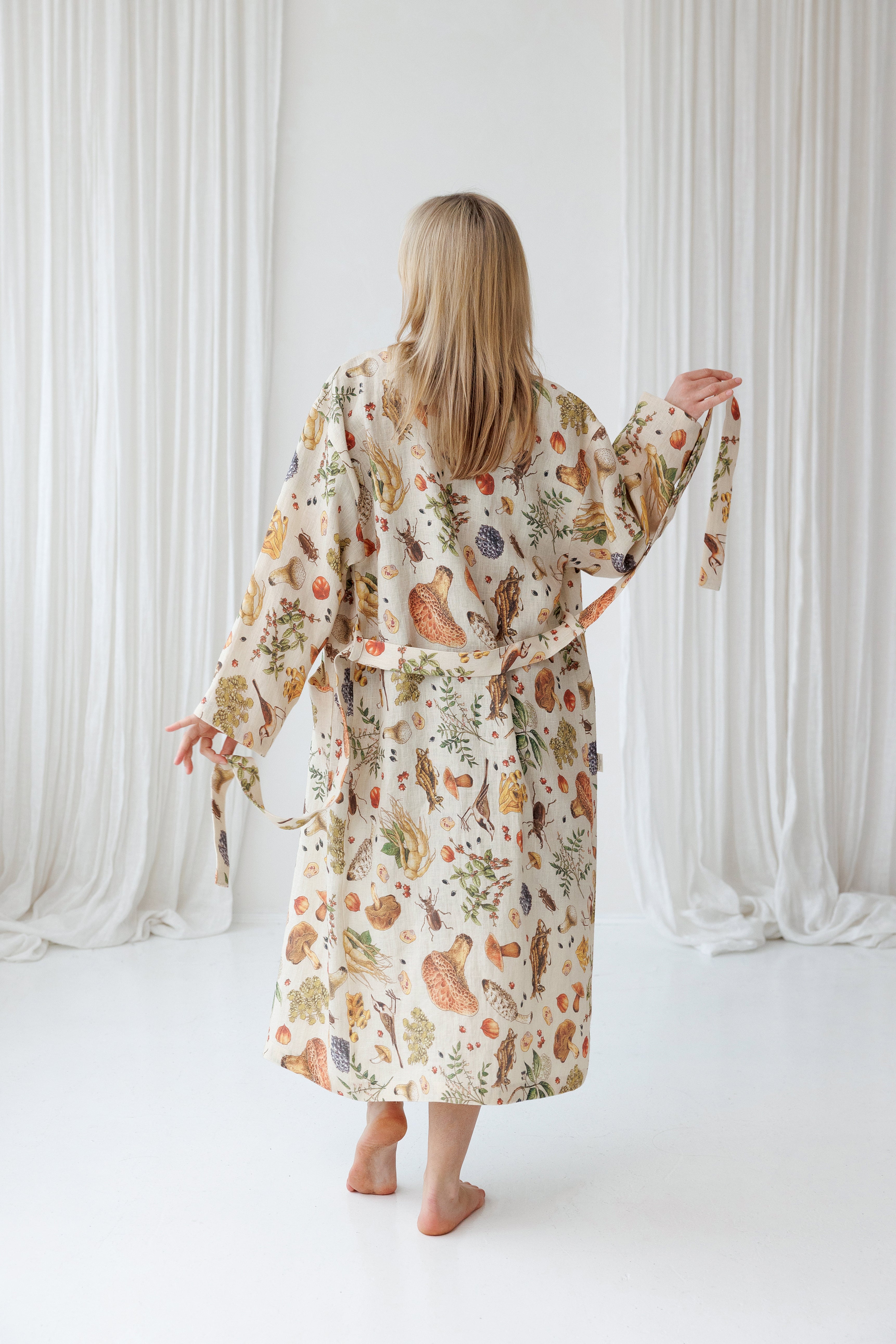 Linen Robe MILY in Mushroom