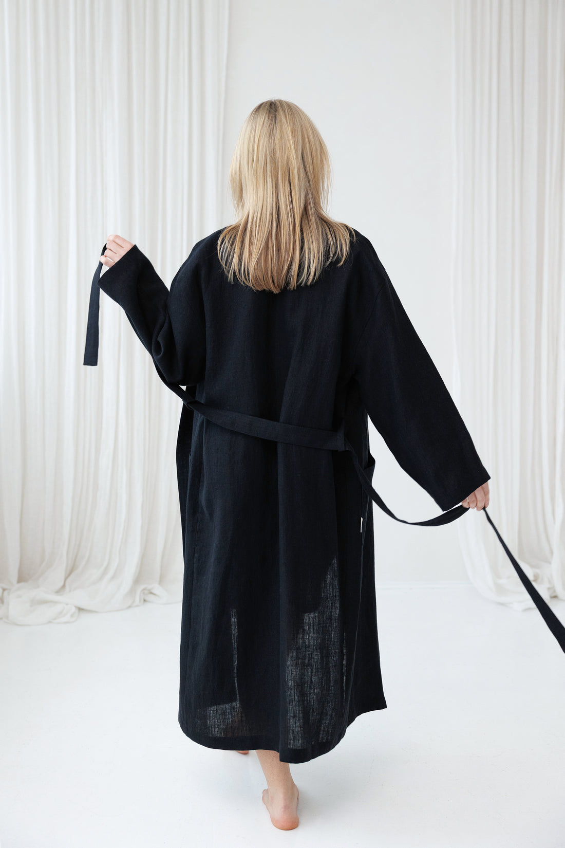 Linen Robe MILY in Space Black