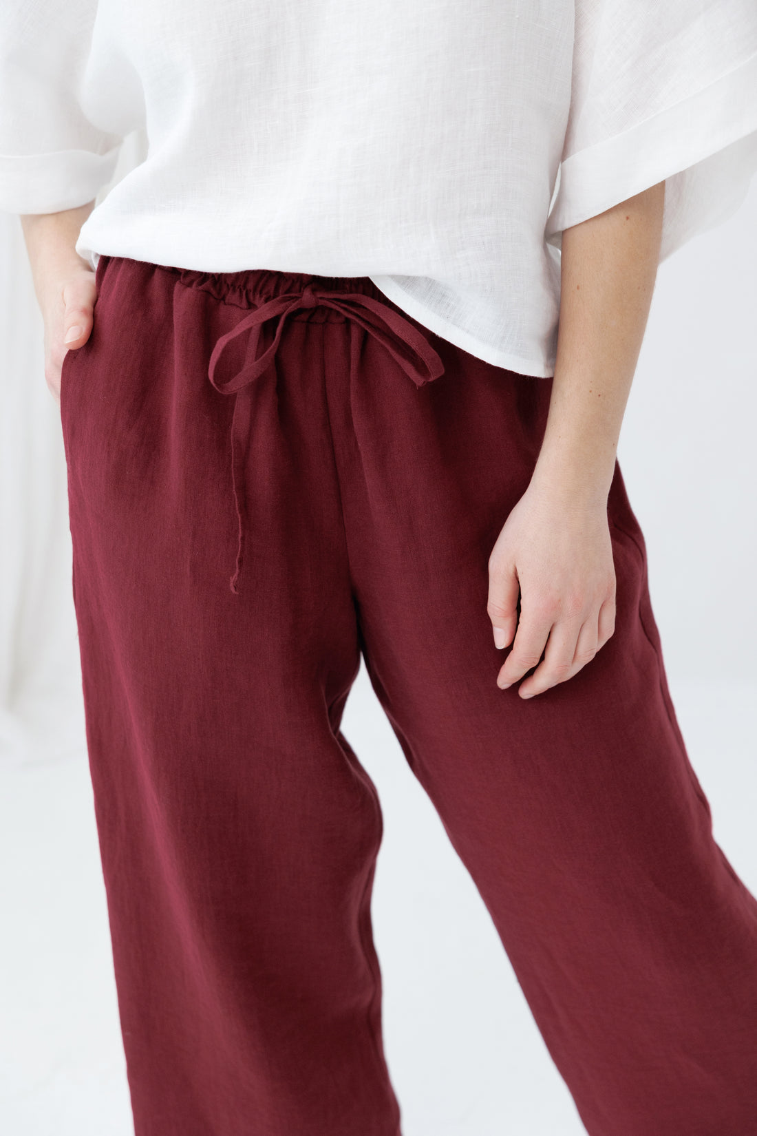 Linen pants BECCA in Maroon