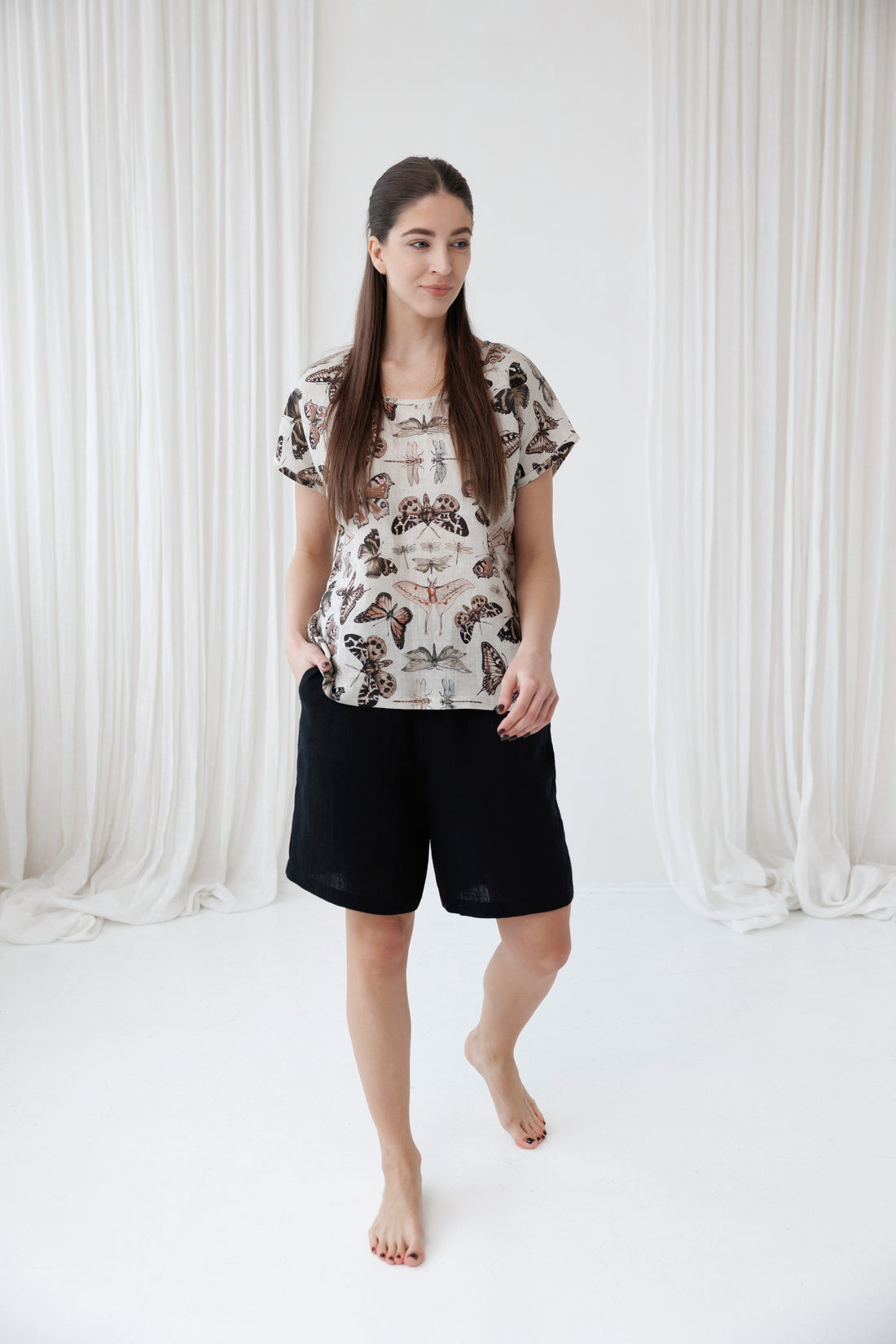 Pajama set COSY in Butterfly & Black