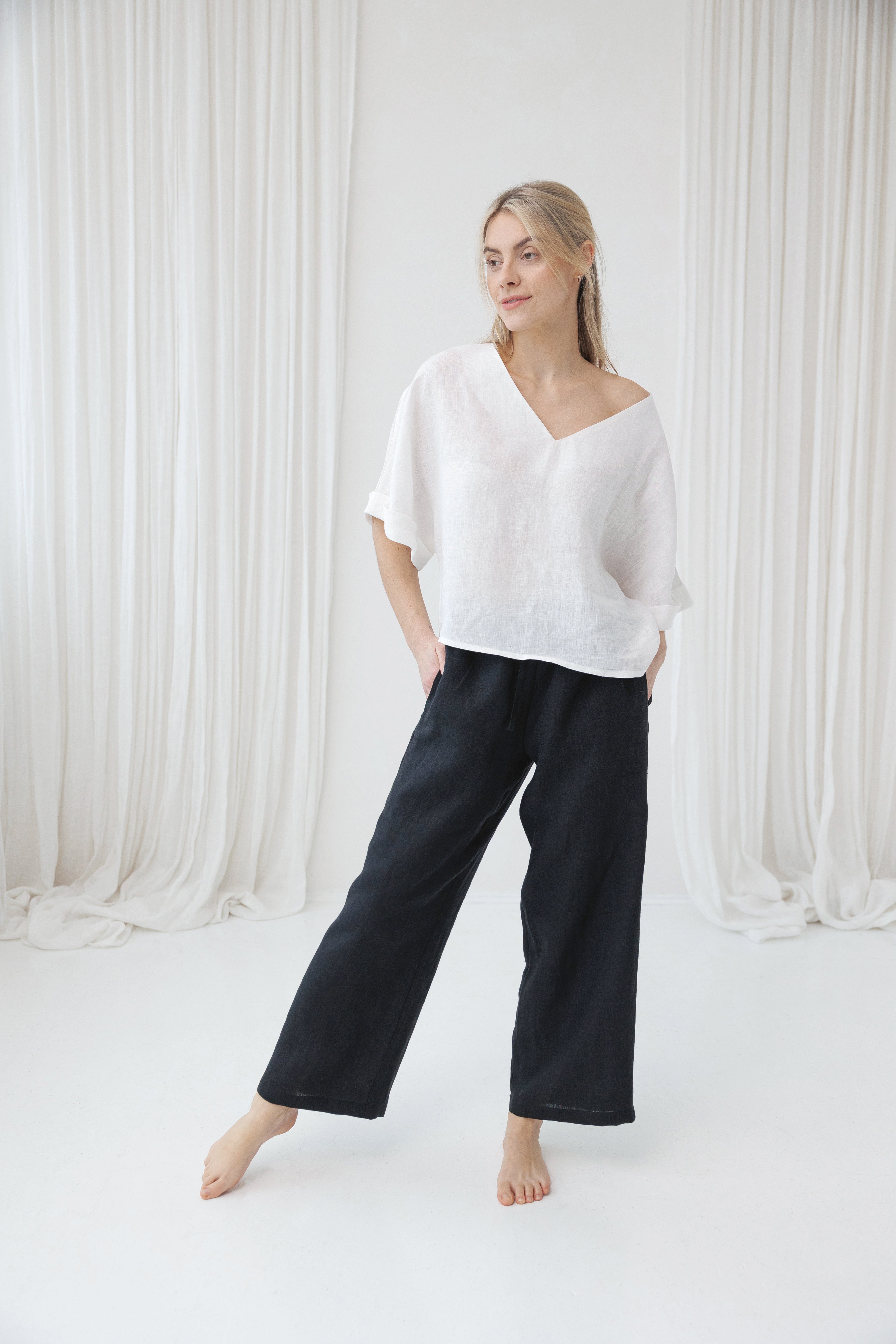 Linen pants BECCA in Space Black