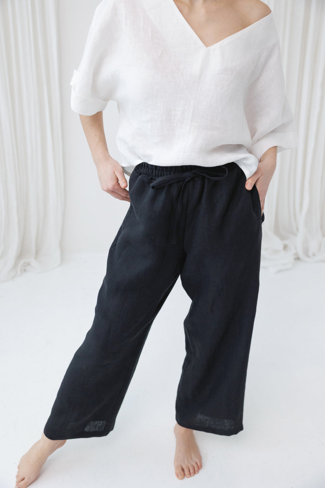 Linen pants BECCA in Space Black