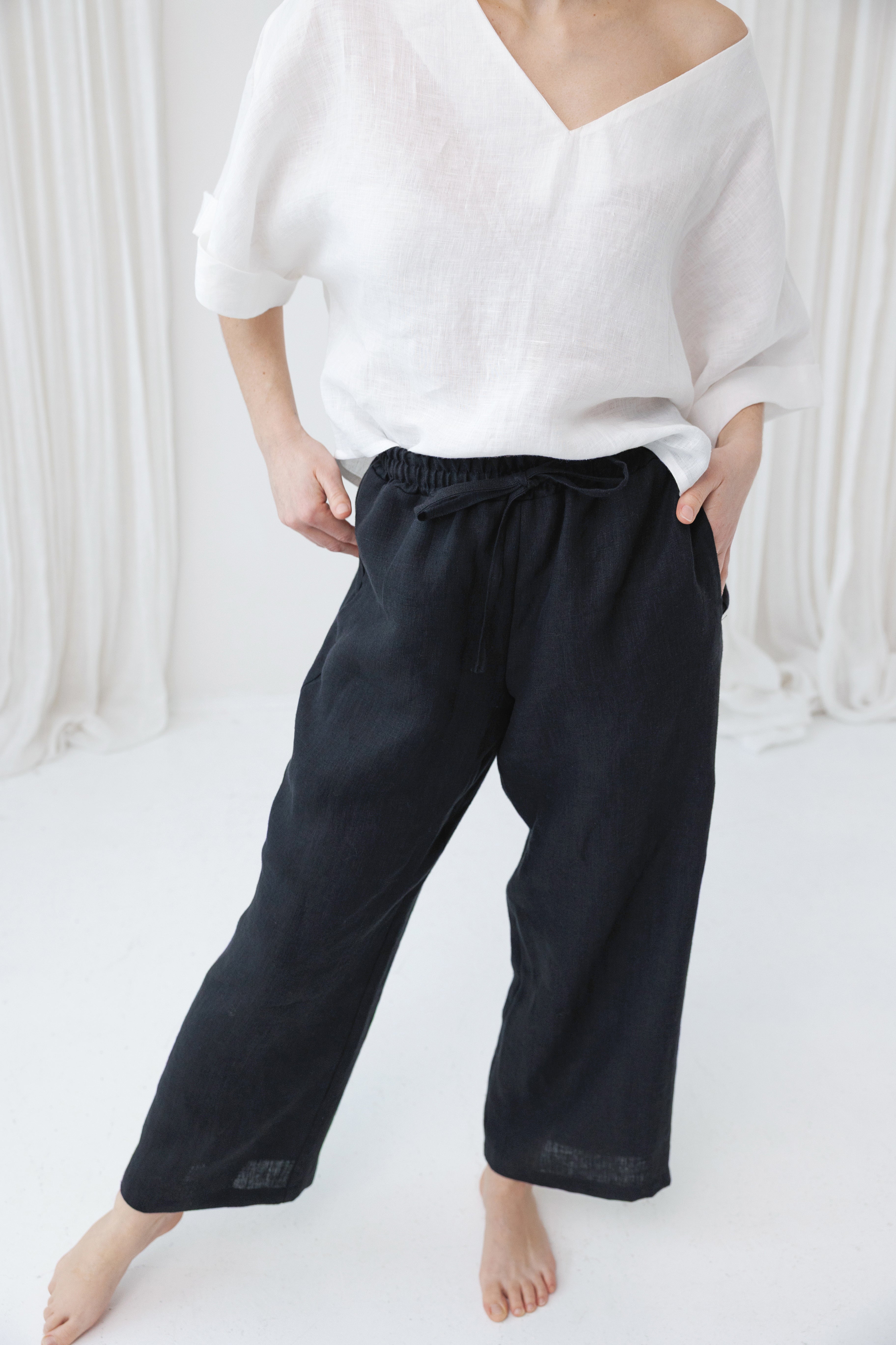 Linen pants BECCA in Space Black