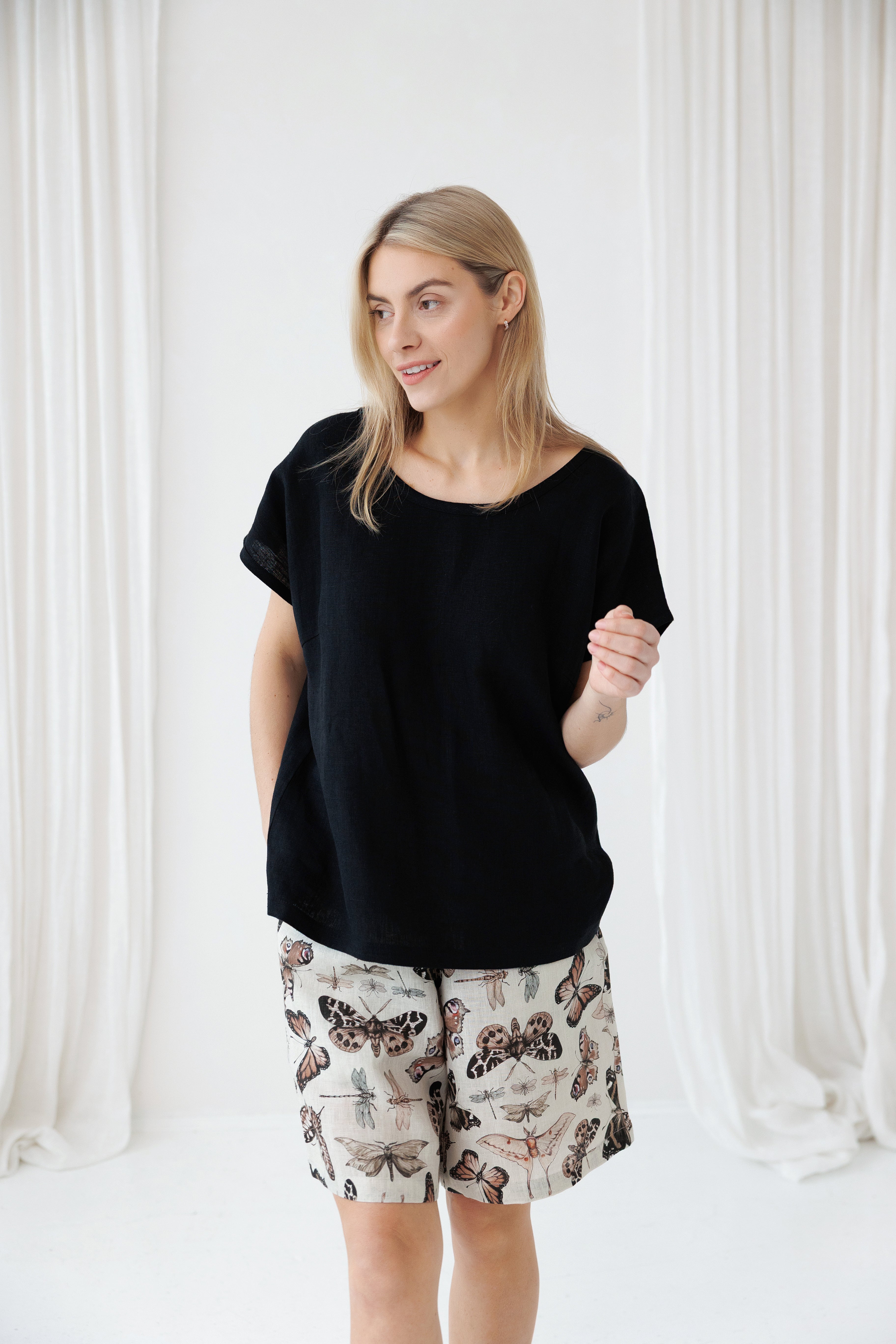 Pajama set COSY in Space Black & Butterfly