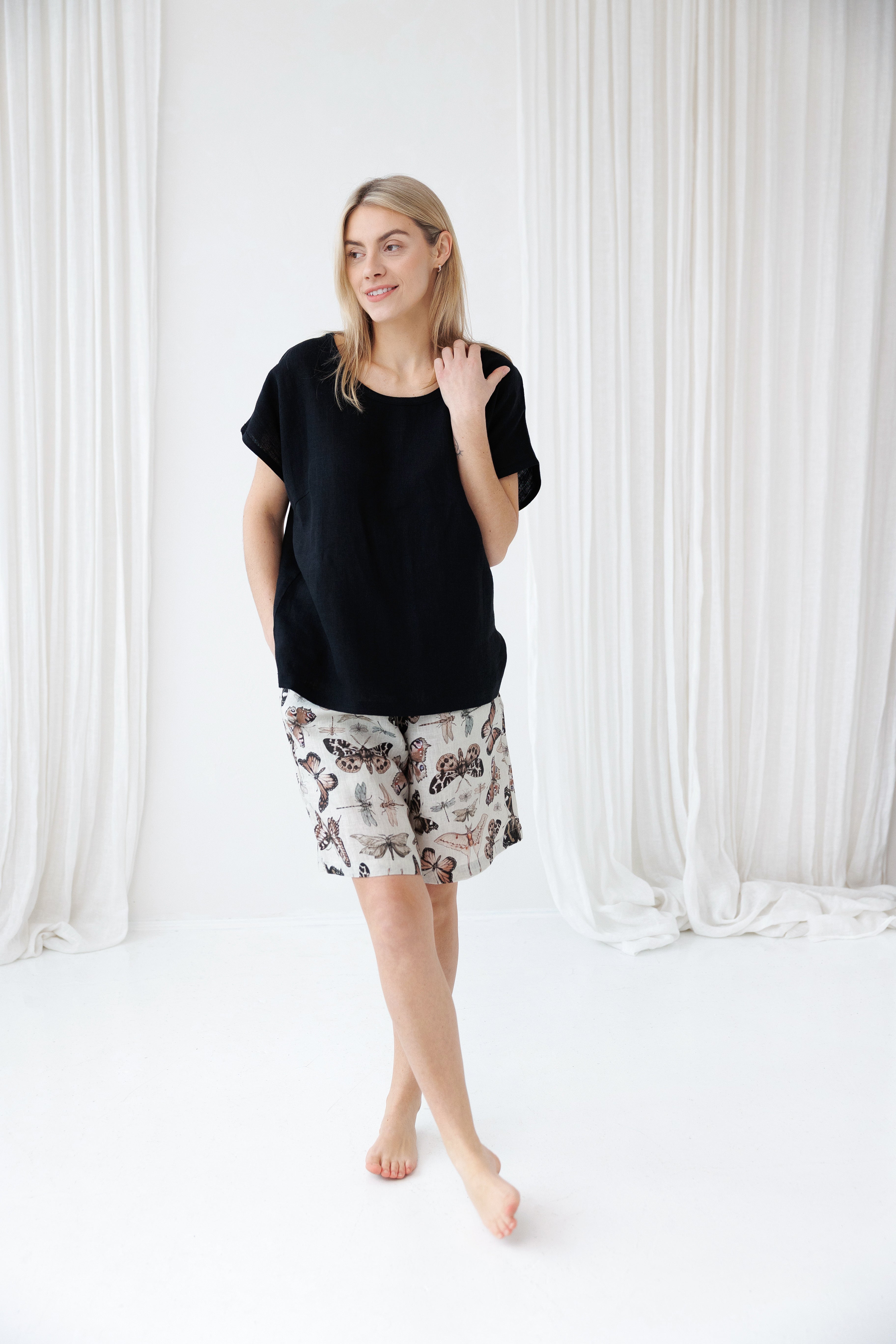 Pajama set COSY in Space Black & Butterfly