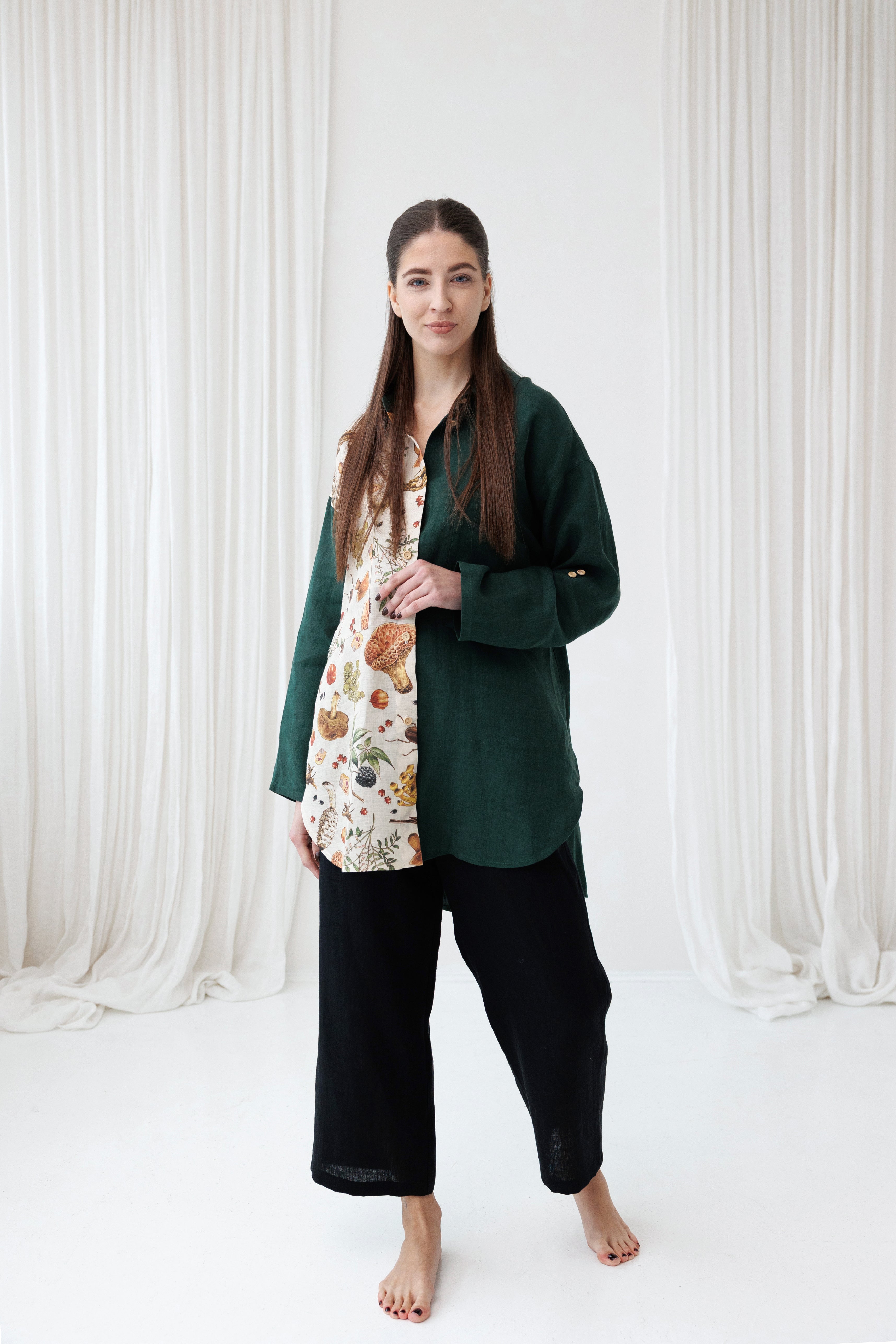 Oversized Linen Shirt SHROOMY in Jungle Green