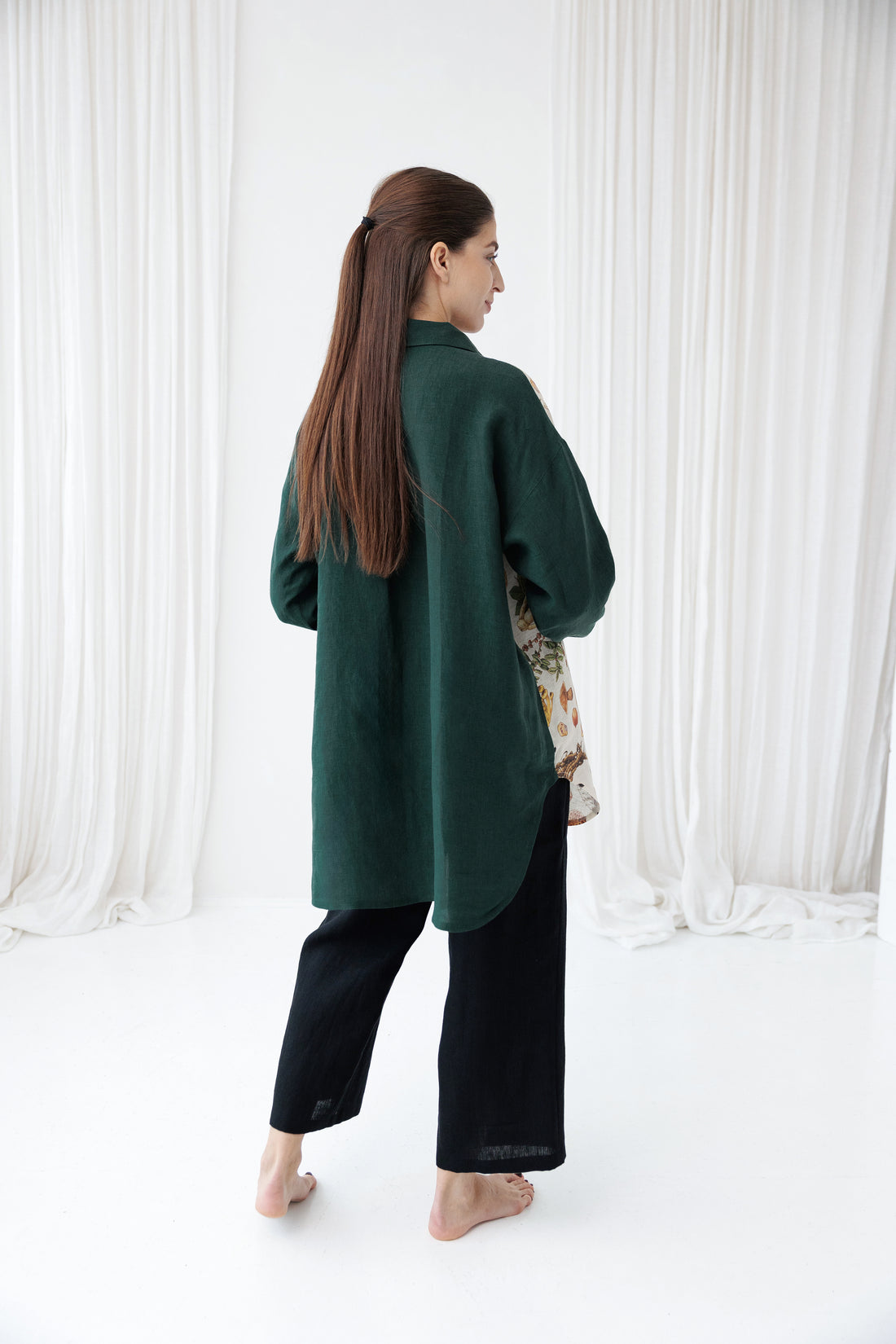 Oversized Linen Shirt SHROOMY in Jungle Green