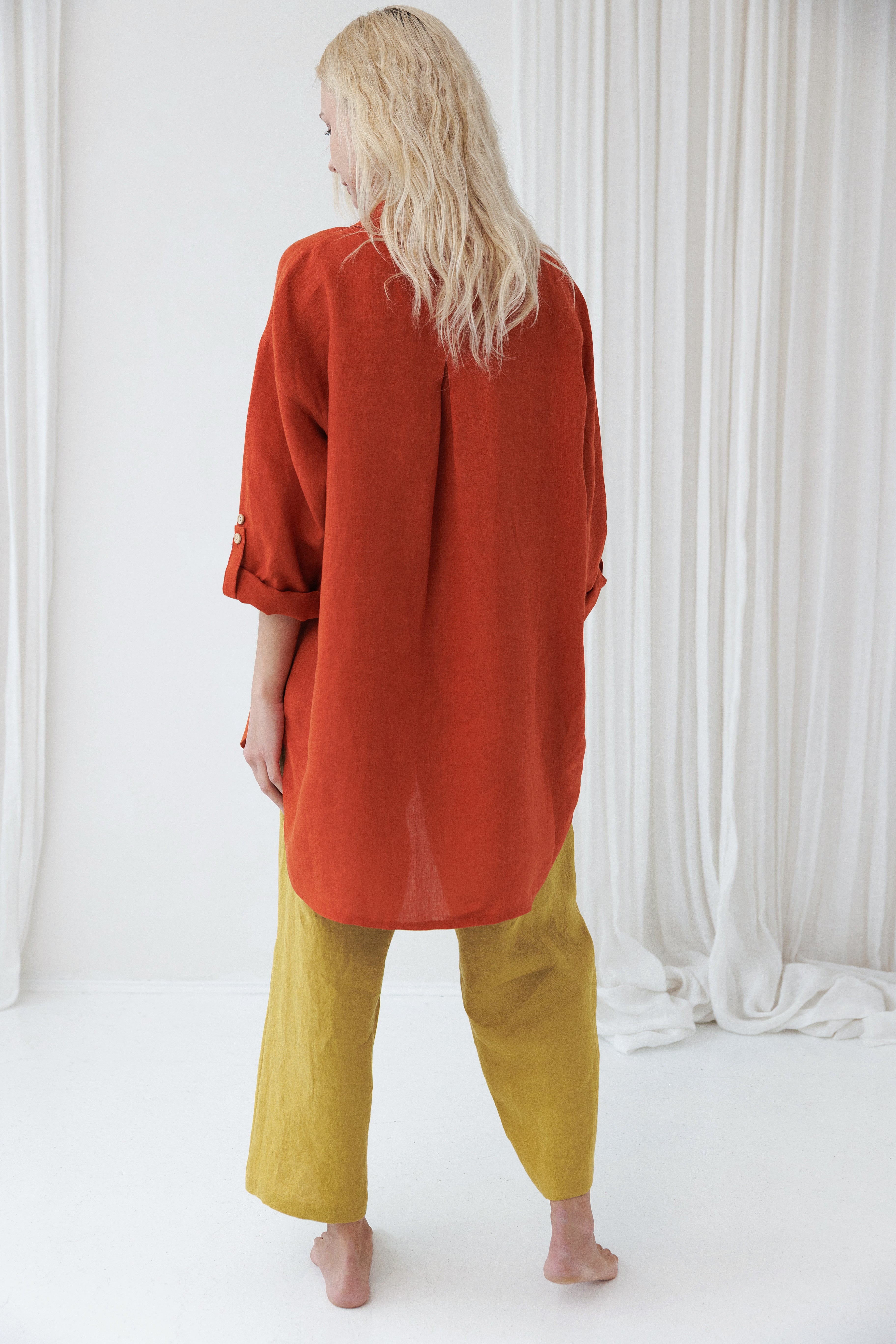 Oversized Linen Shirt SHROOMY in Clay Red