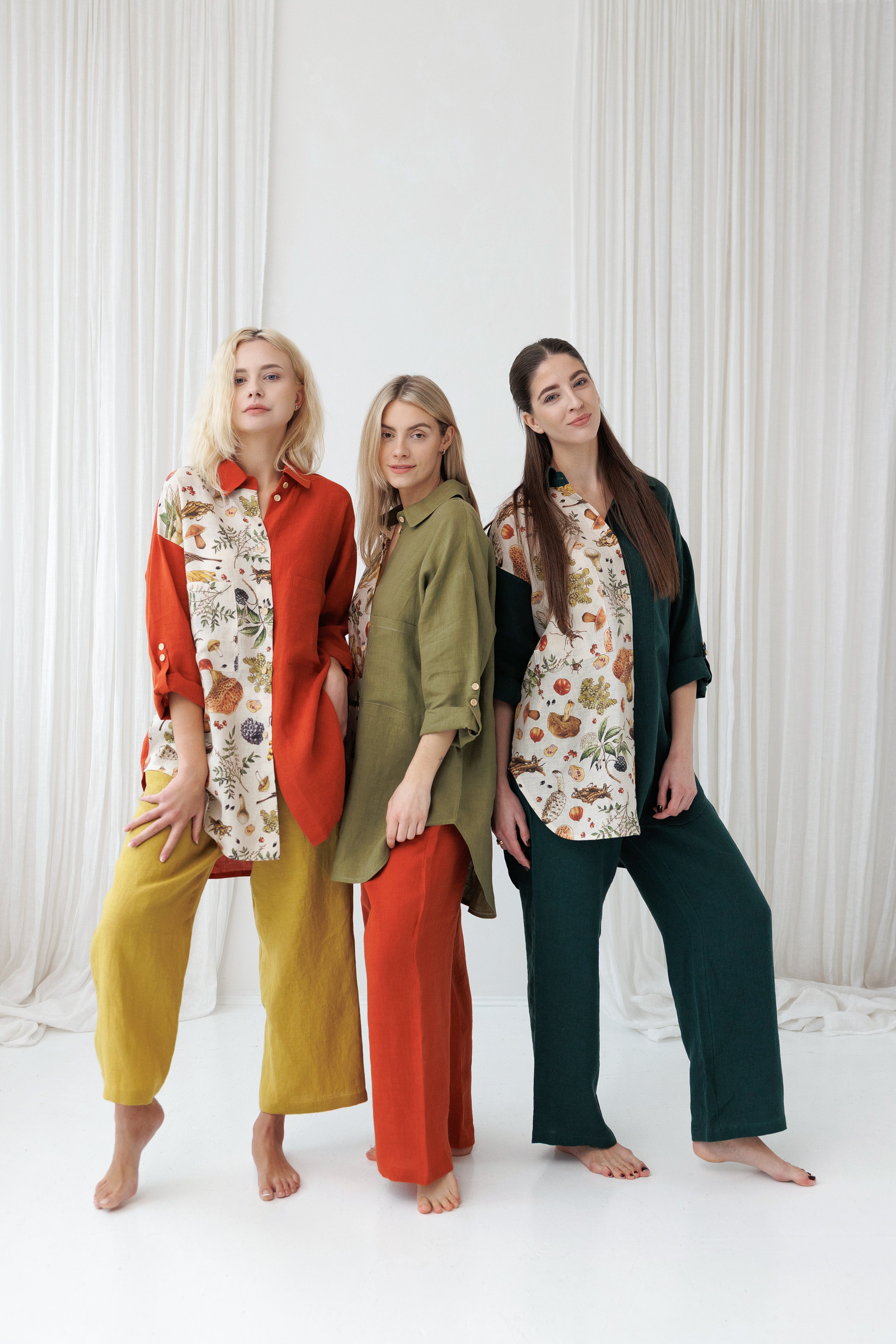 Linen pants BECCA in Maroon