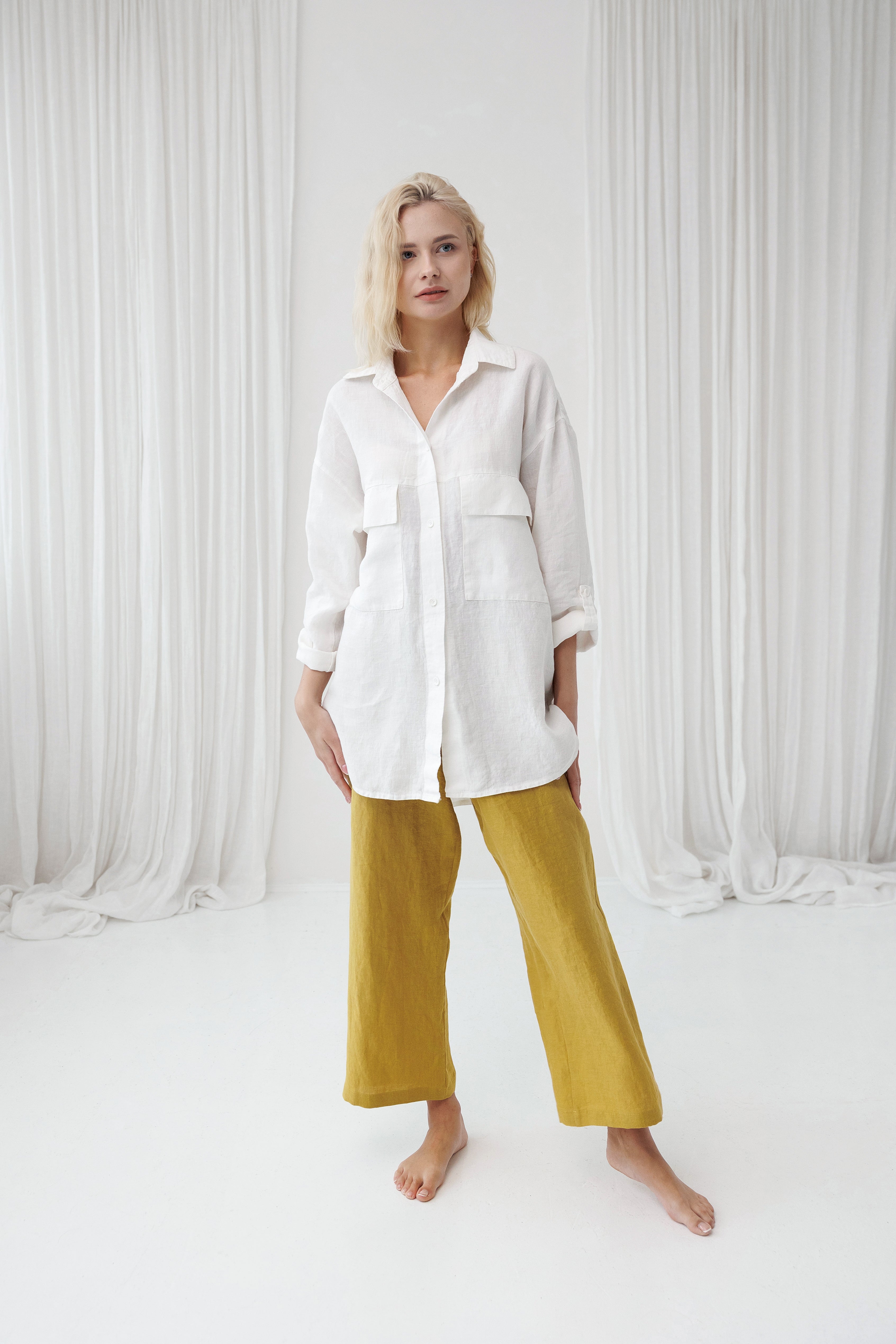Linen pants BECCA in Yellow Ochre