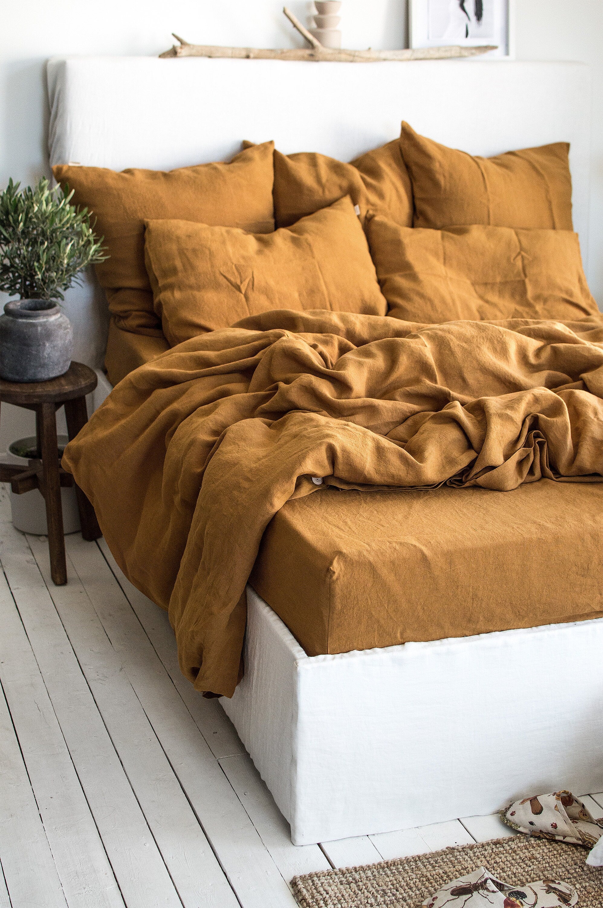 Linen Pillowcase in Mustard
