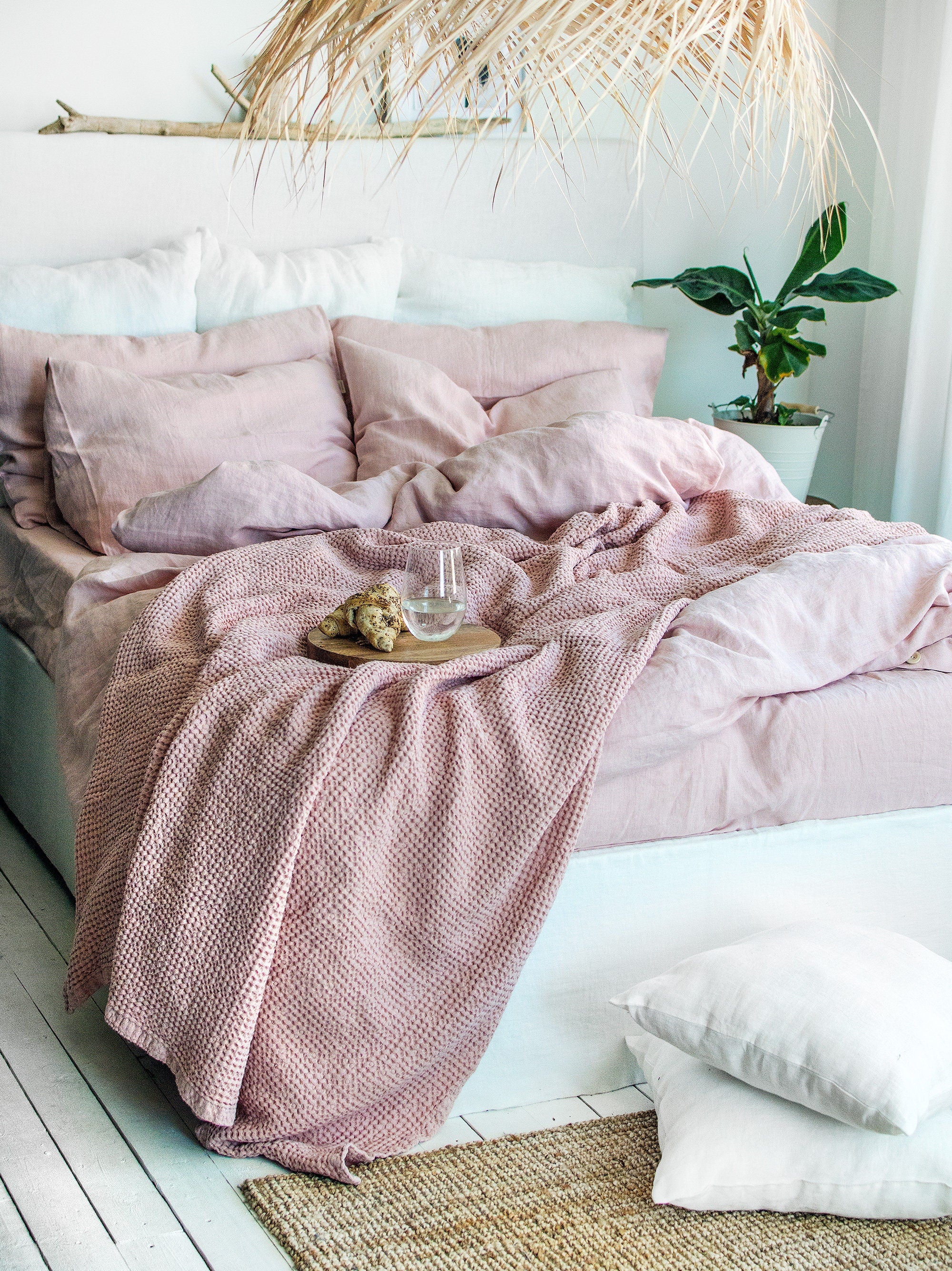 Linen Flat Sheet in Dusty Rose