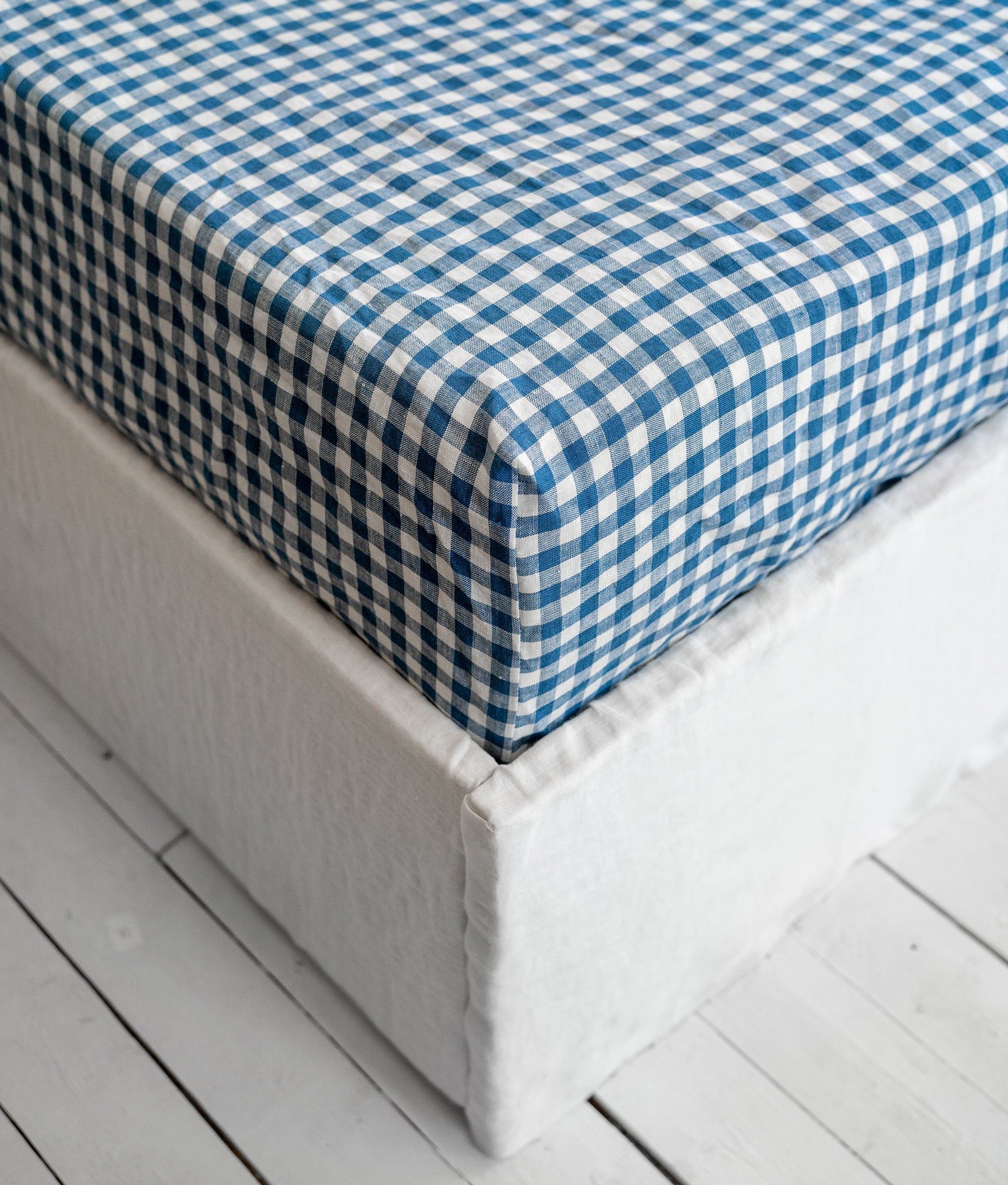 Linen Sheet Set in Blue Gingham