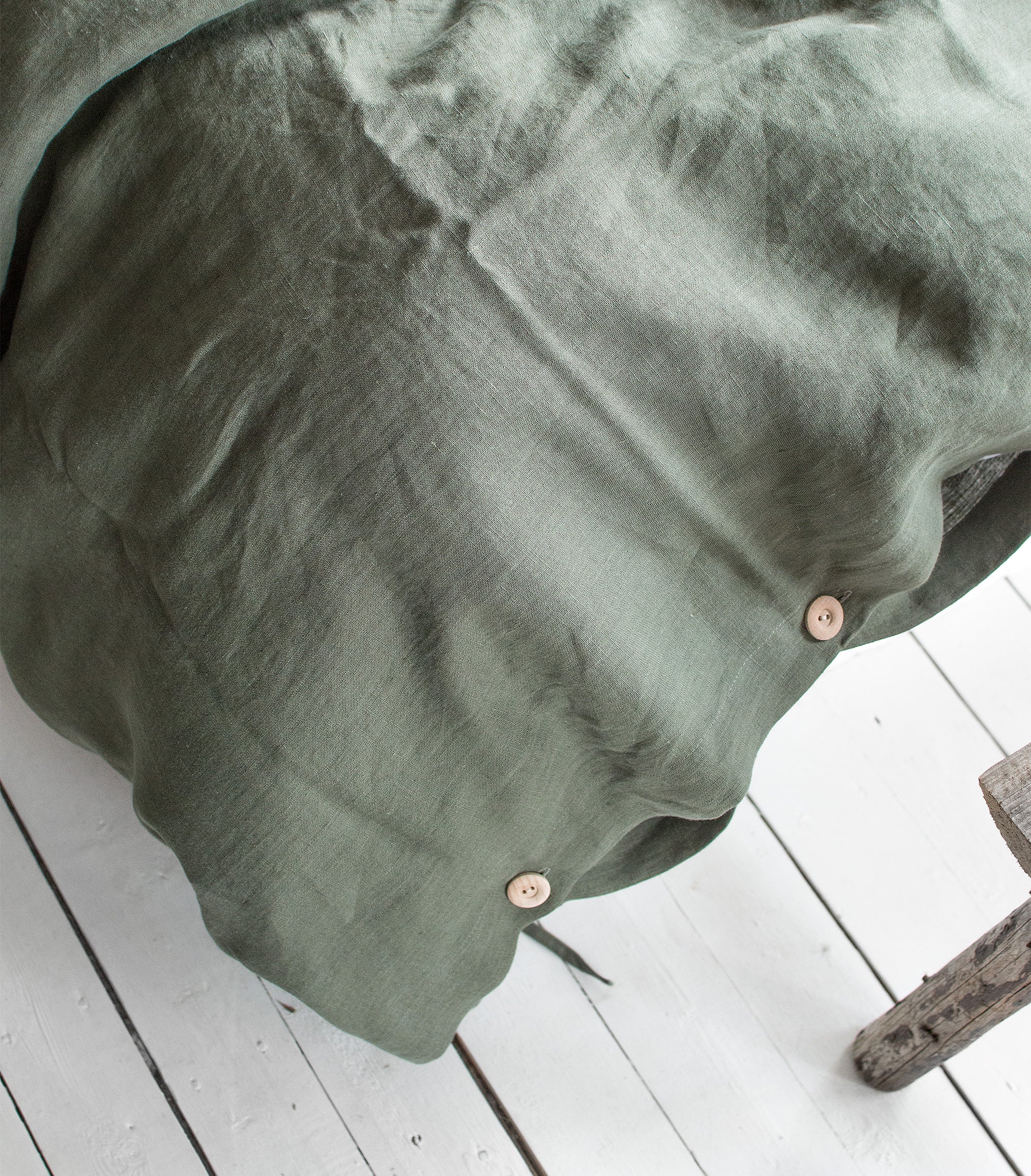 Linen Pillowcase in Botanic Green