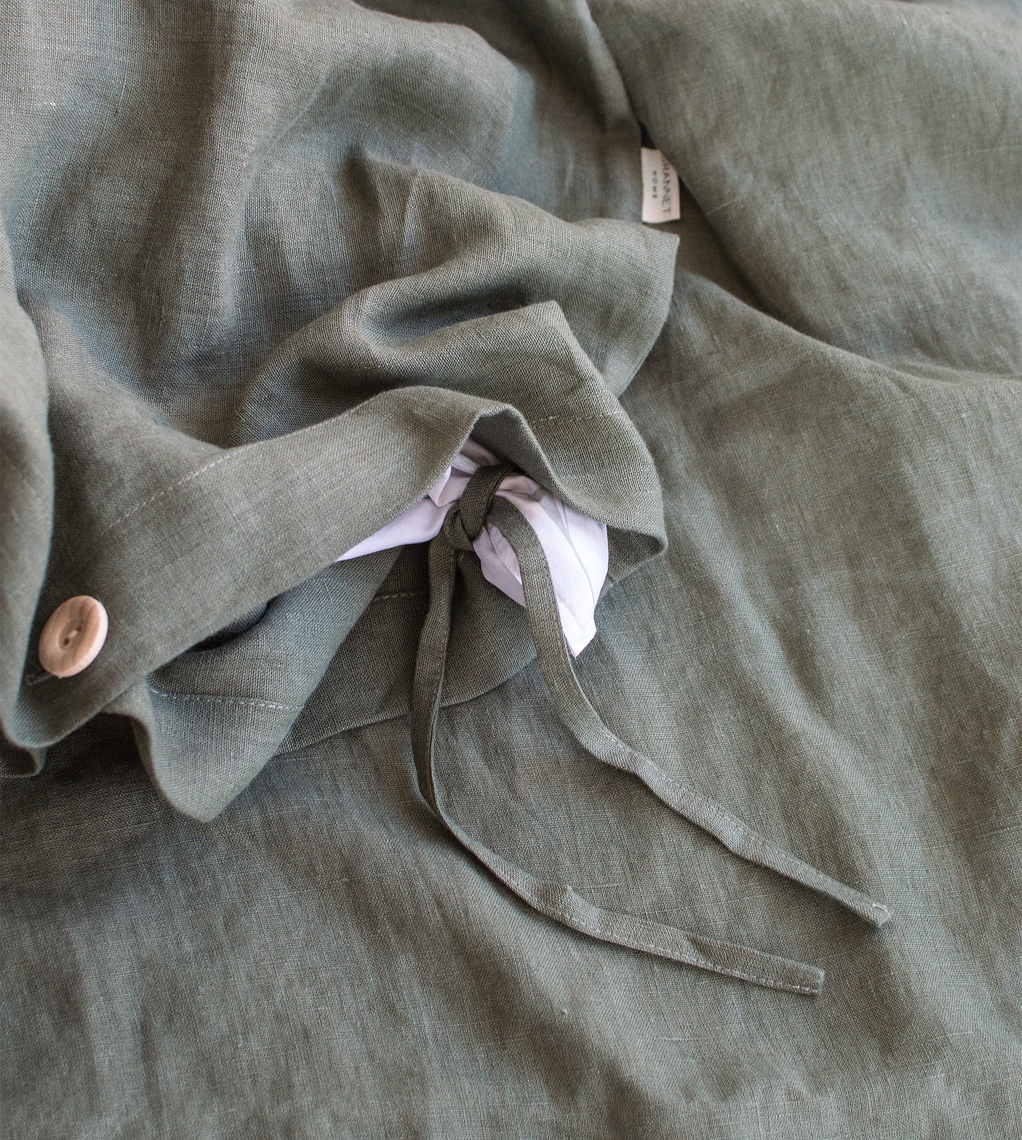 Linen Bedding Set in Botanic Green - Duvet Cover & 2 Pillowcases