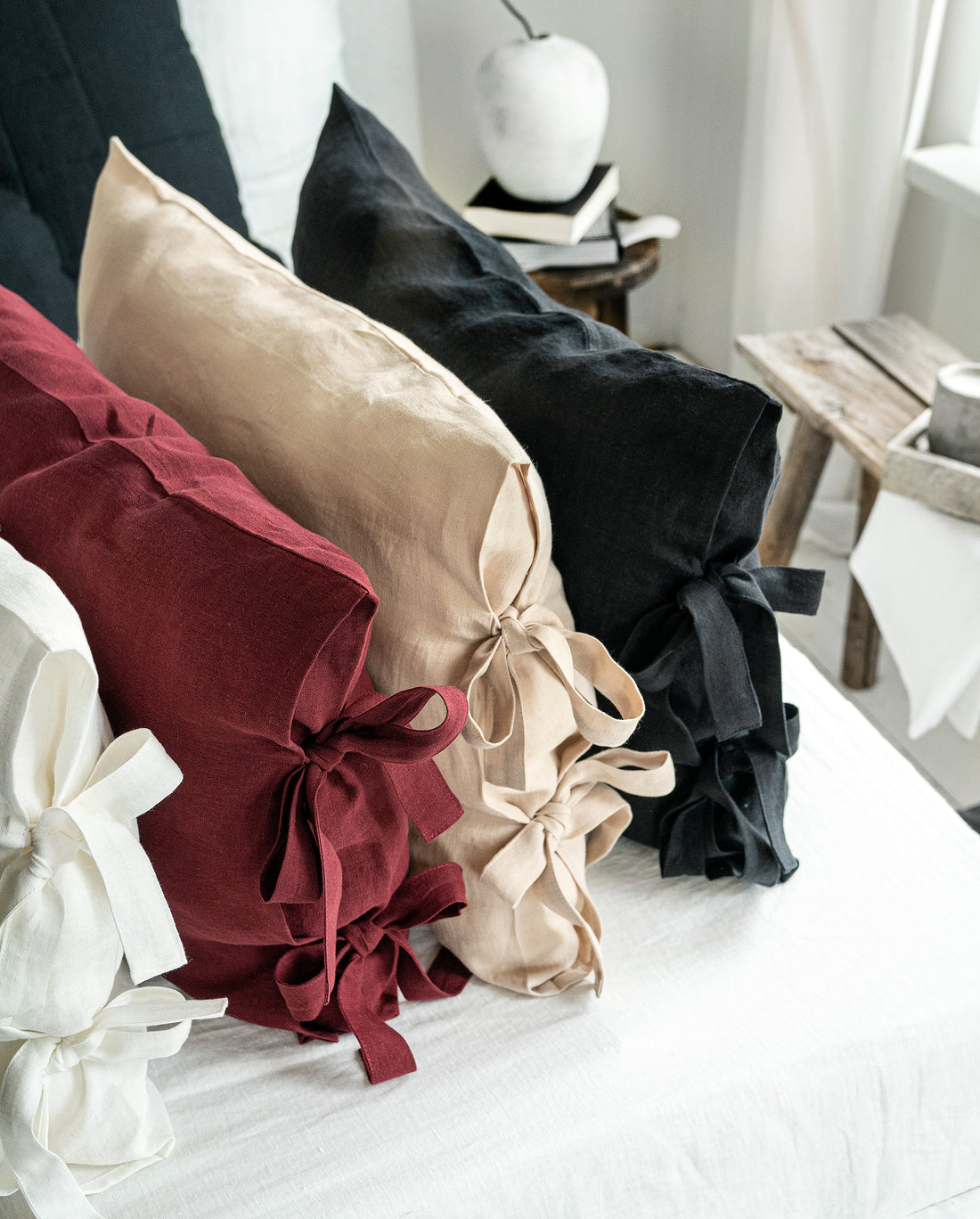 Linen Pillowcase with Ribbon Ties