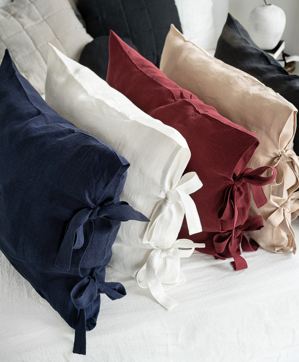 Linen Pillowcase with Ribbon Ties
