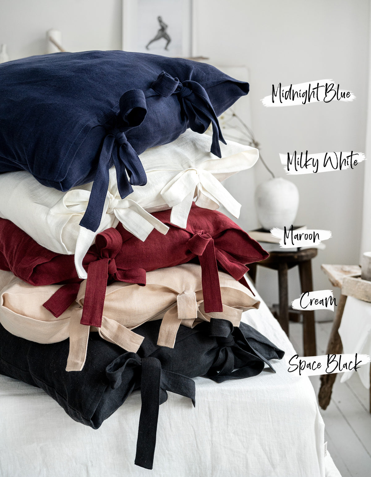 Linen Pillowcase with Ribbon Ties