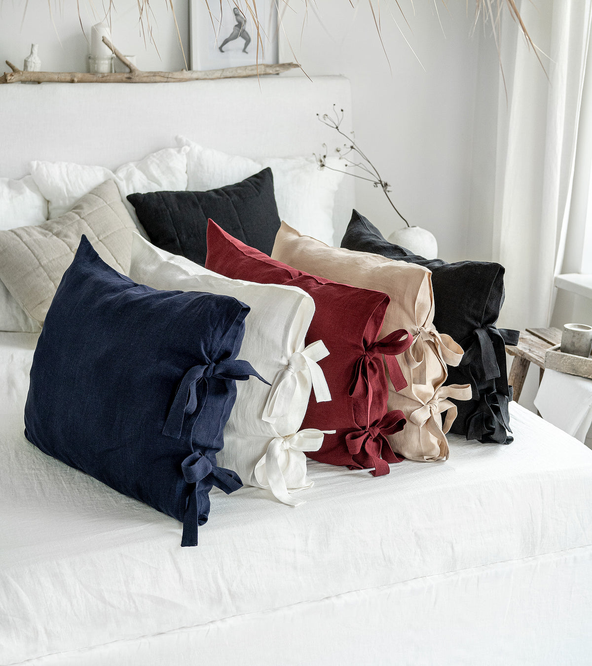 Linen Pillowcase with Ribbon Ties