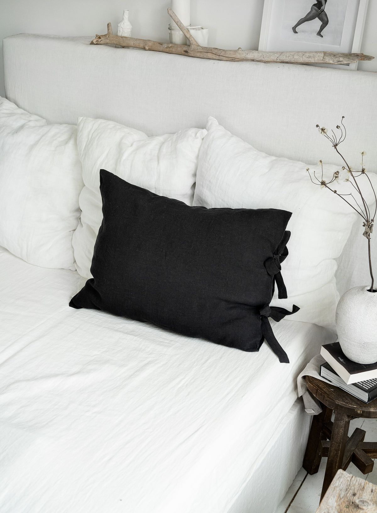 Linen Pillowcase with Ribbon Ties
