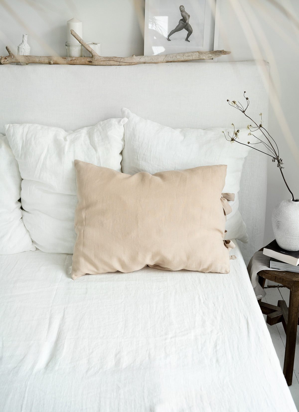 Linen Pillowcase with Ribbon Ties