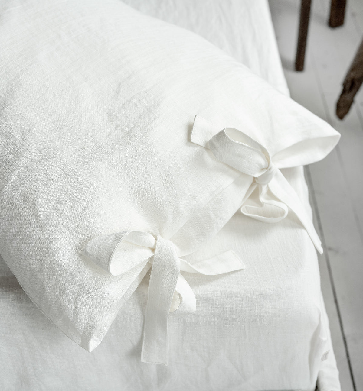 Linen Pillowcase with Ribbon Ties