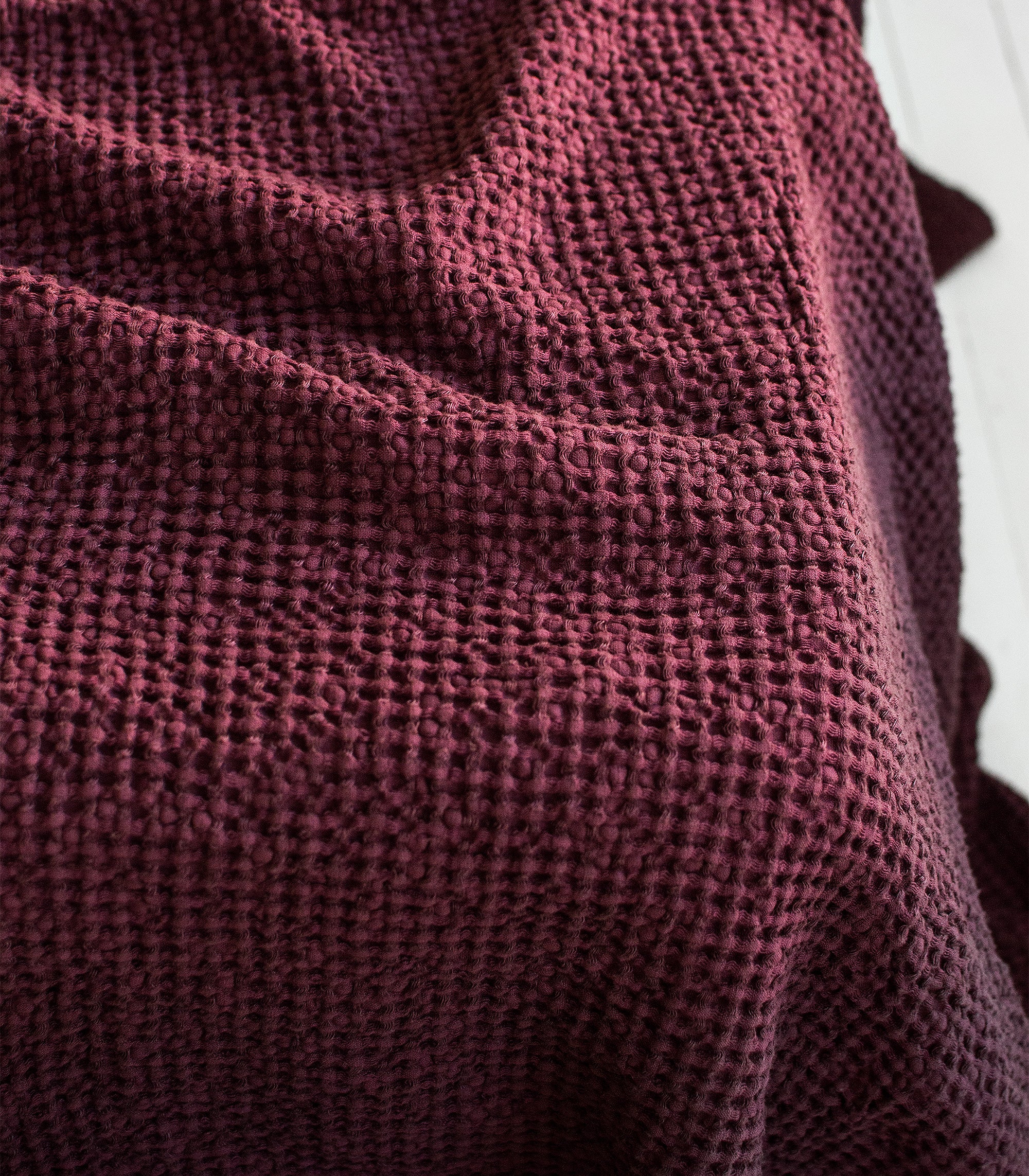 Waffle Blanket in Burgundy