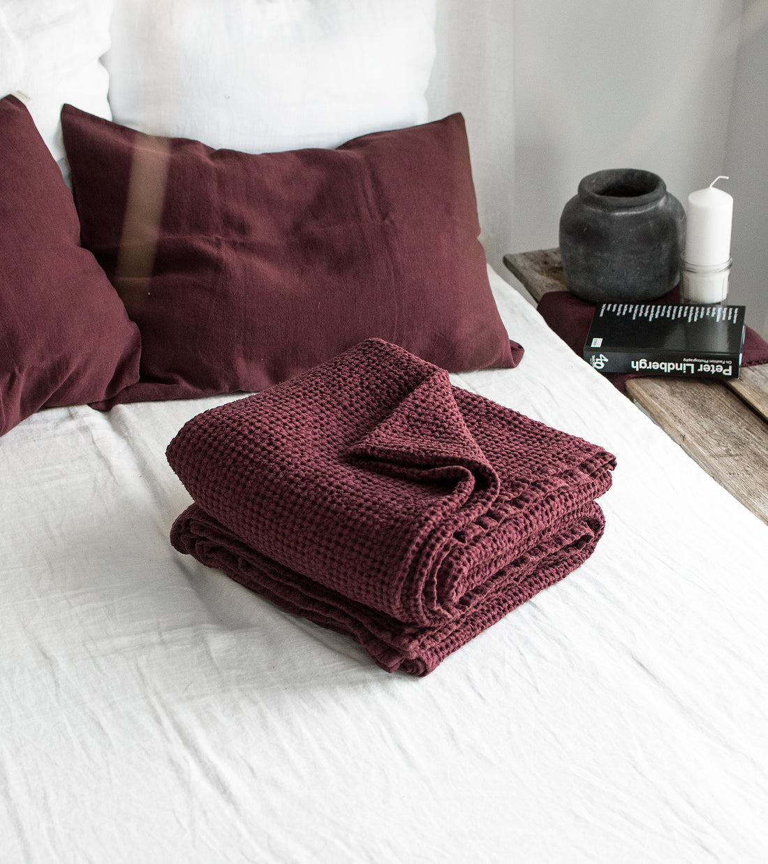 Waffle Blanket in Burgundy