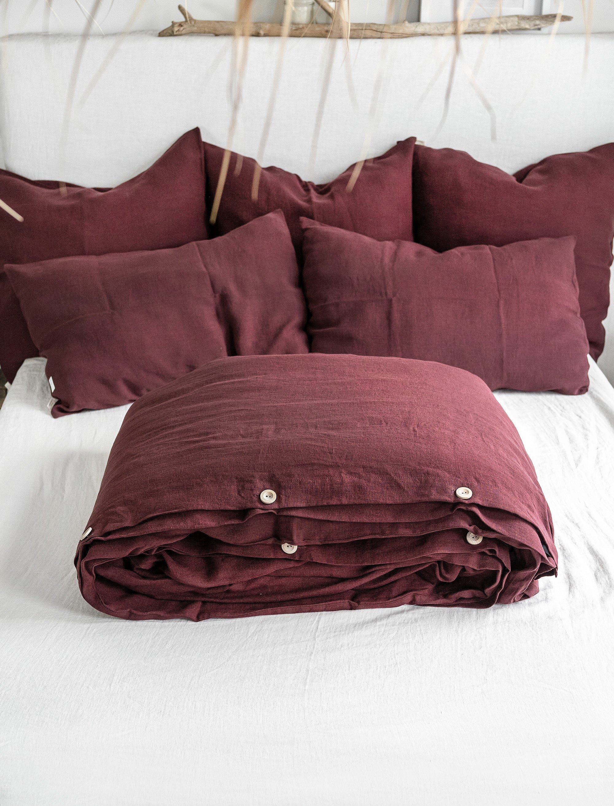 Linen Duvet Cover in Burgundy