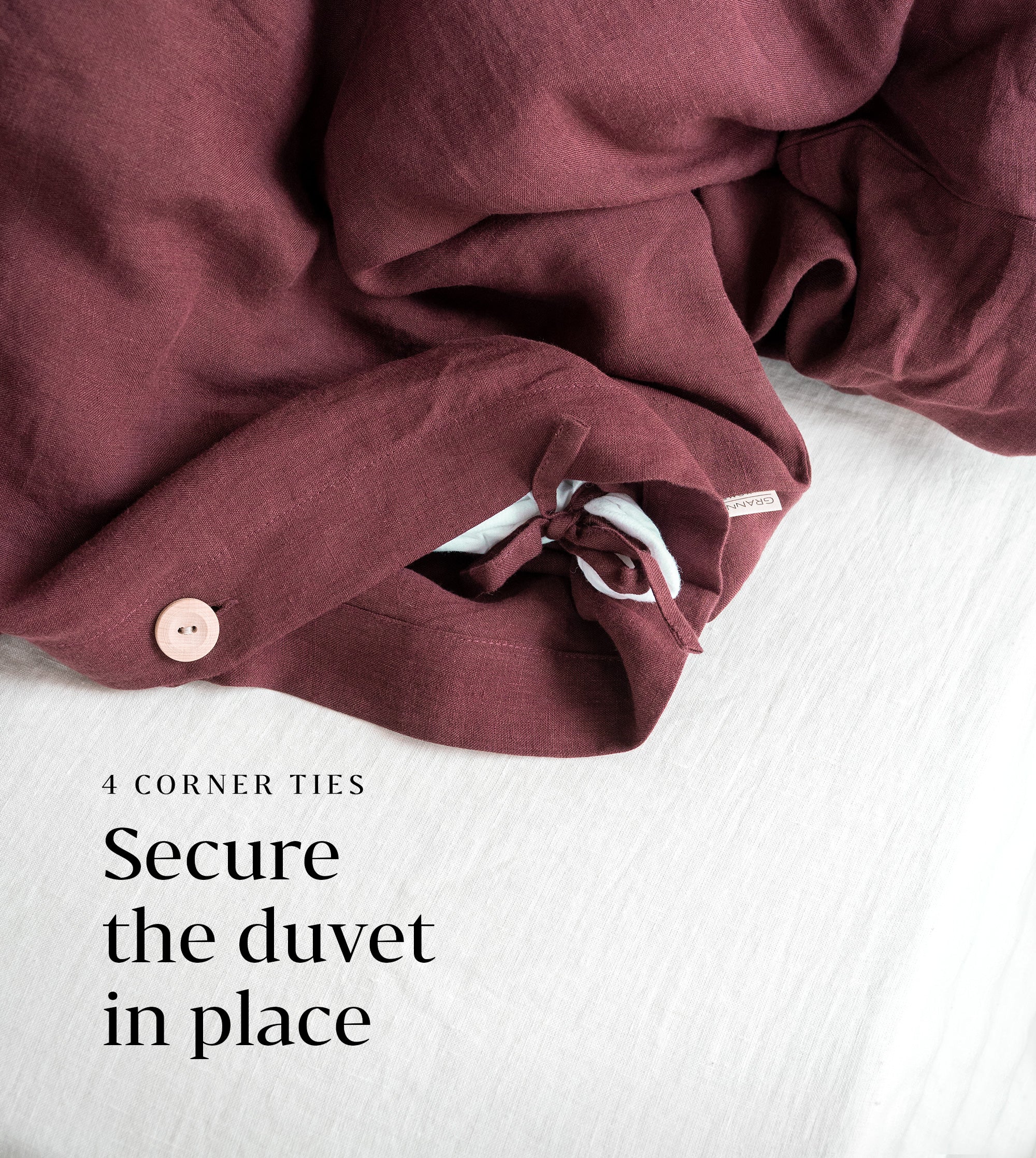 Linen Bedding Set in Burgundy - Duvet Cover & 2 Pillowcases