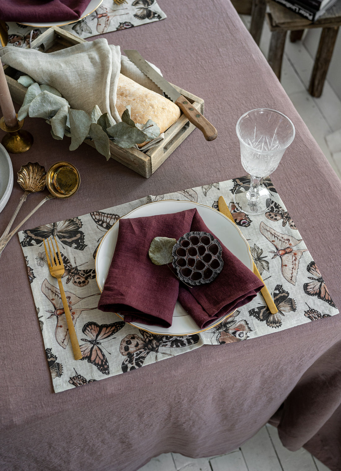 Linen Placemat with Butterflies