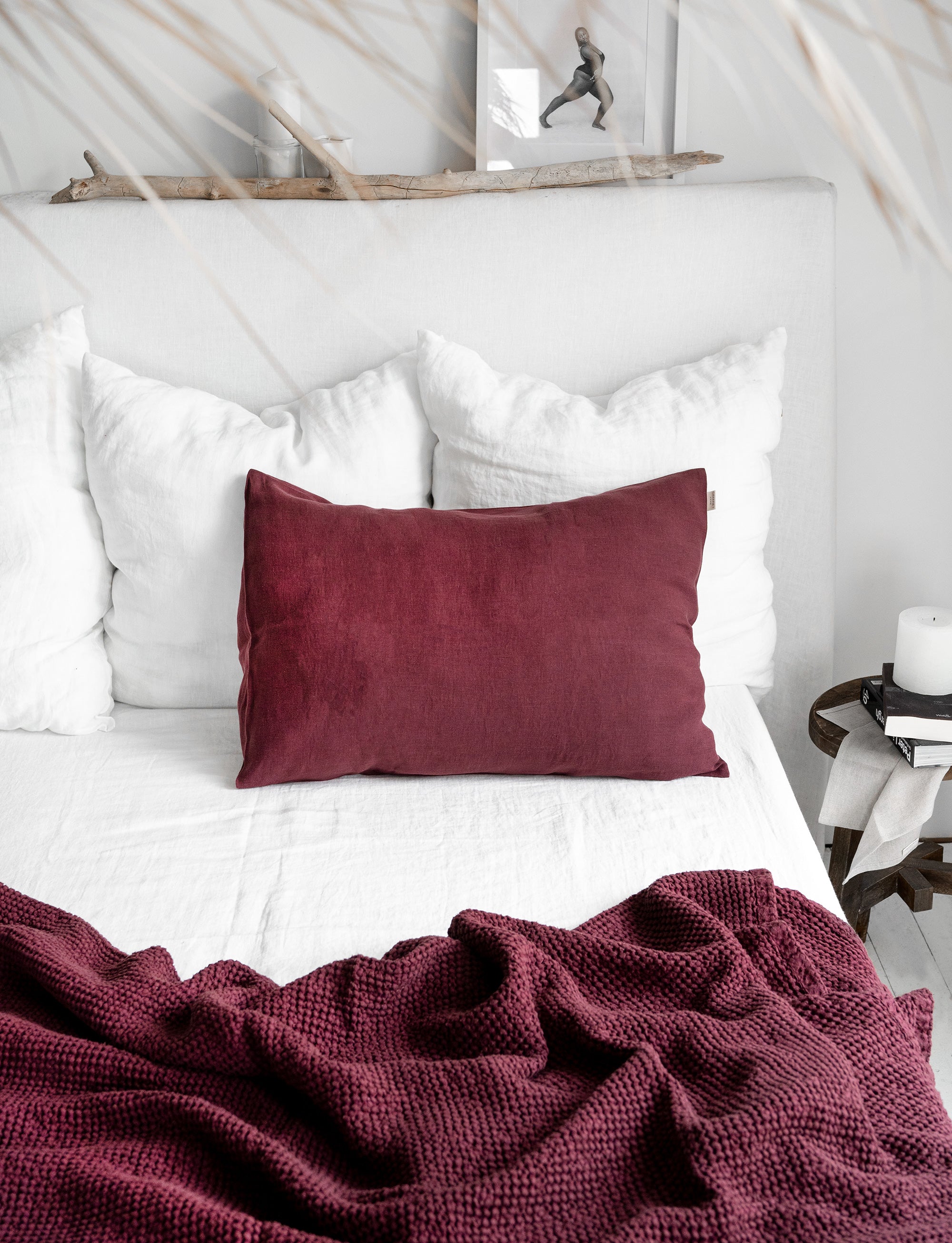 Linen Pillowcase in Burgundy