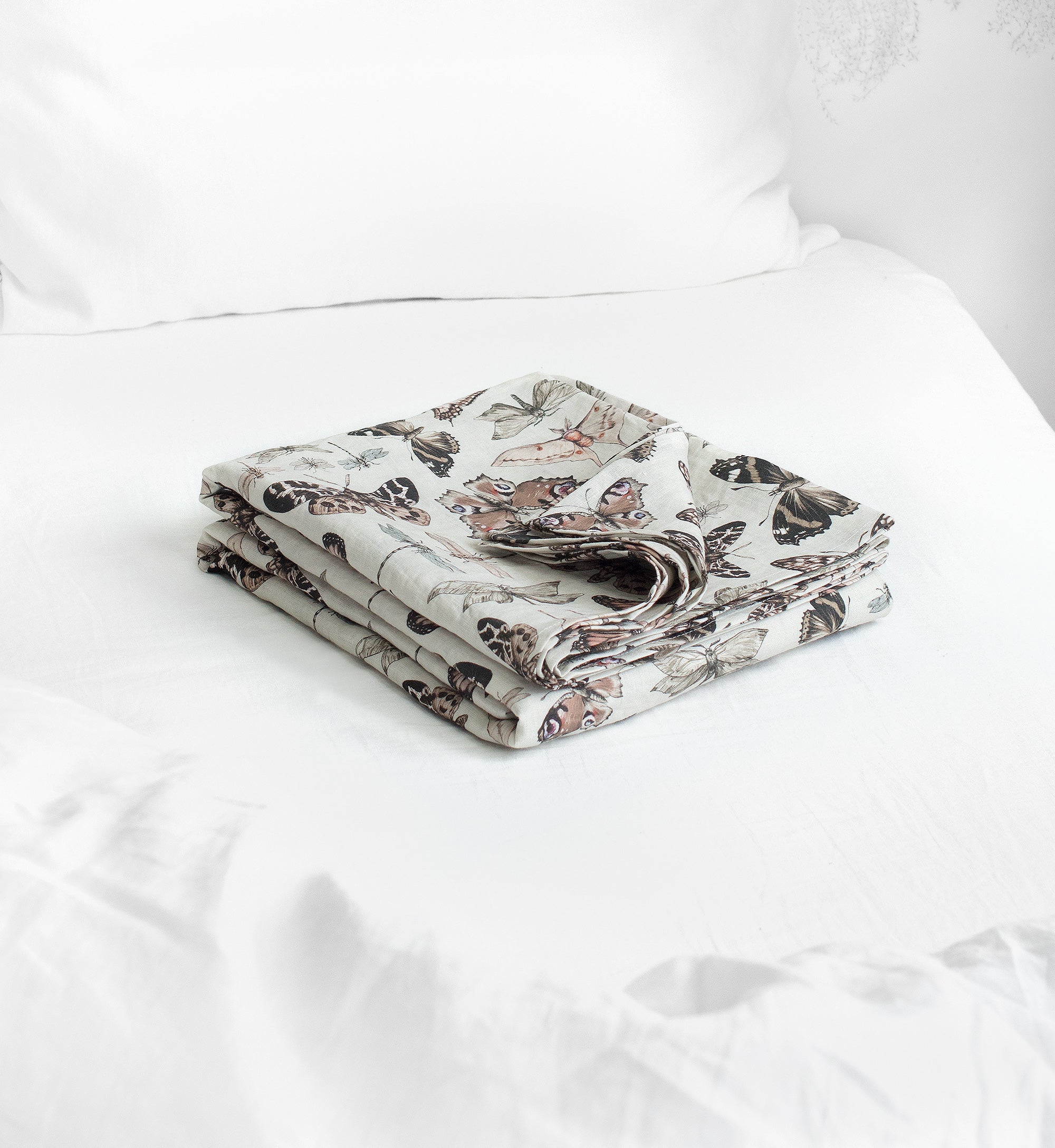 Linen Flat Sheet in Butterfly pattern